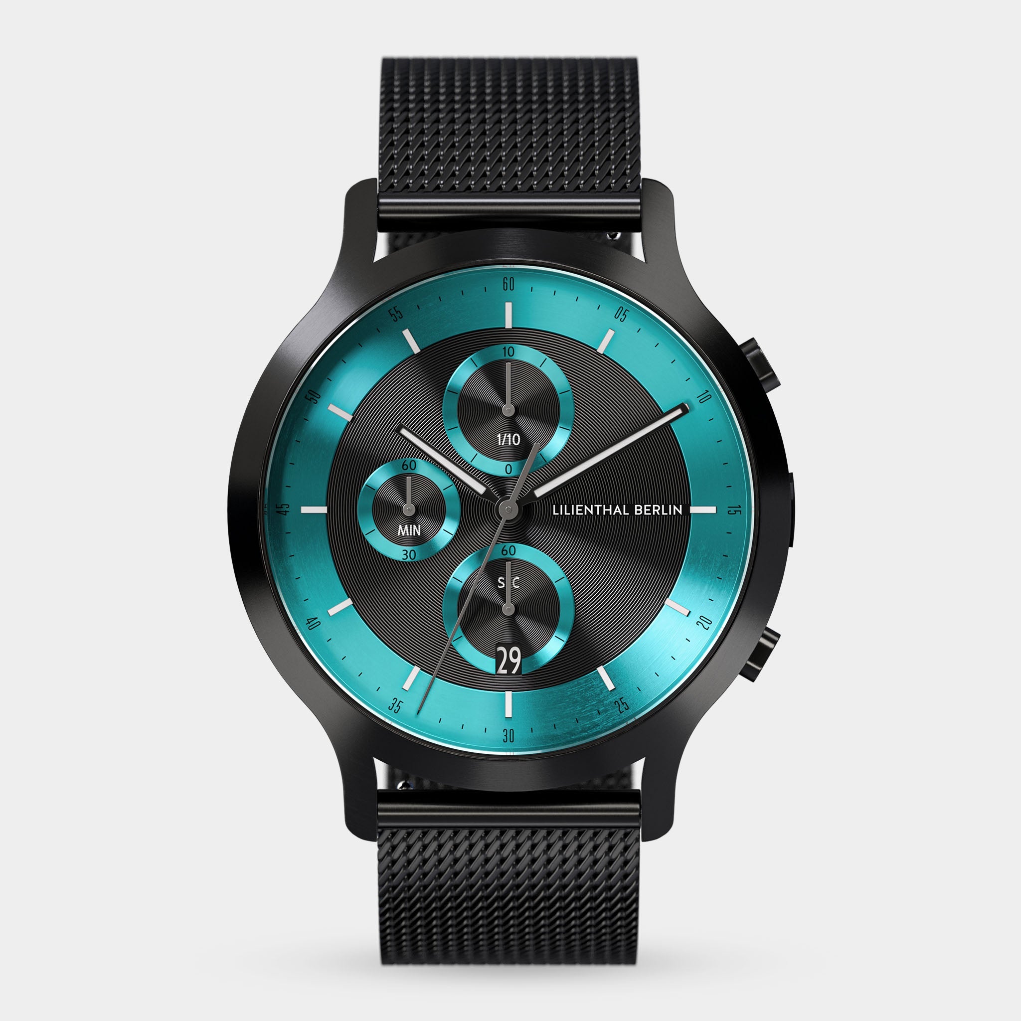 Chronograph LP Black Cyan Mesh Black Brushed – Lilienthal Berlin