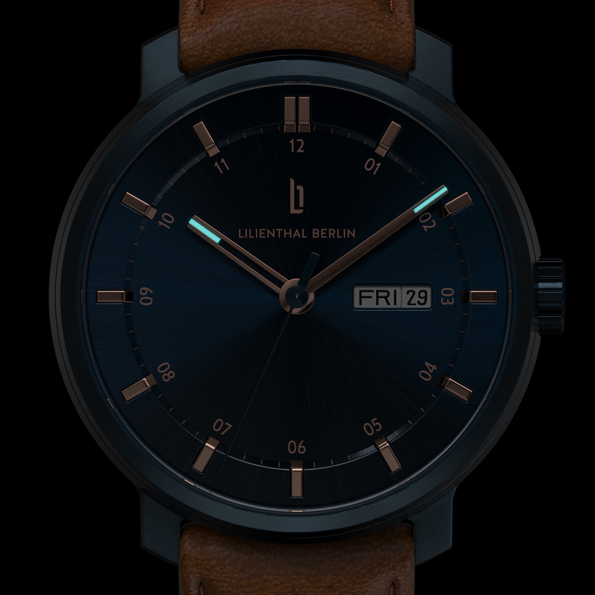 Neolux Day Date Blue Rose Gold - Lilienthal Berlin