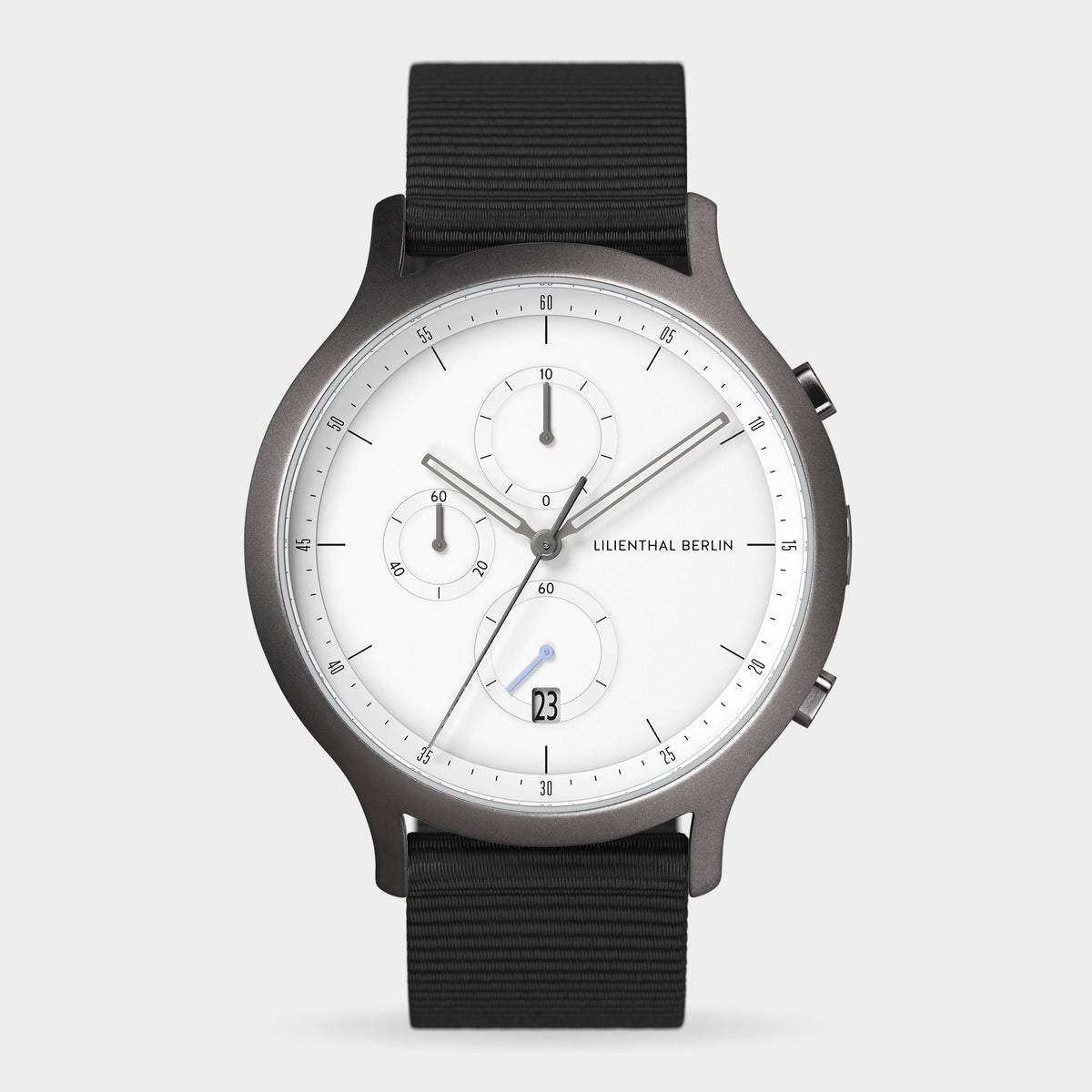 Lilienthal Berlin Chronograph Dark Silver White Leather Black Ndash Lilienthal Berlin North America