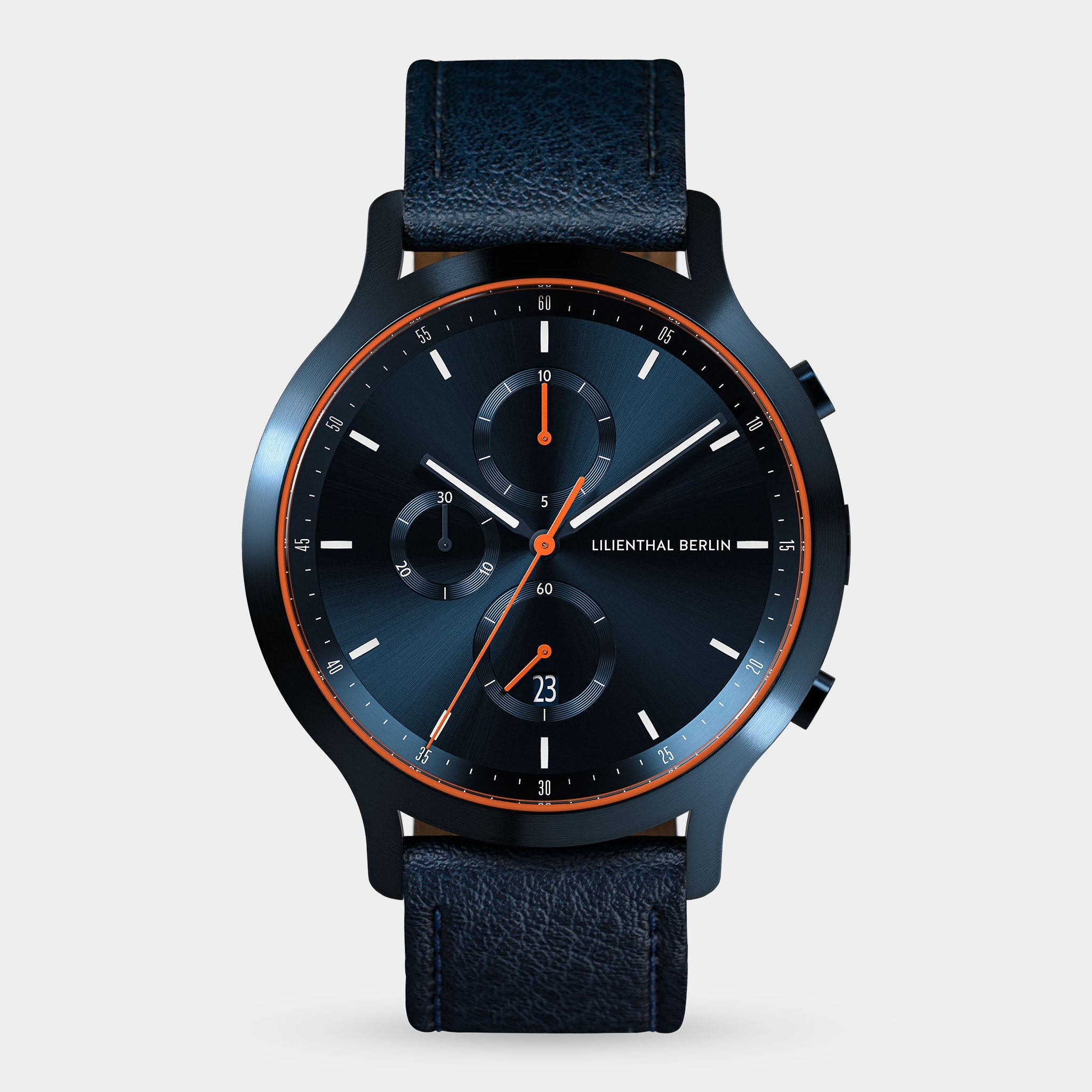 BERLIN ベルリン 32PD Chronograph Blue Orange Leather Dark blue – Lilienthal Berlin