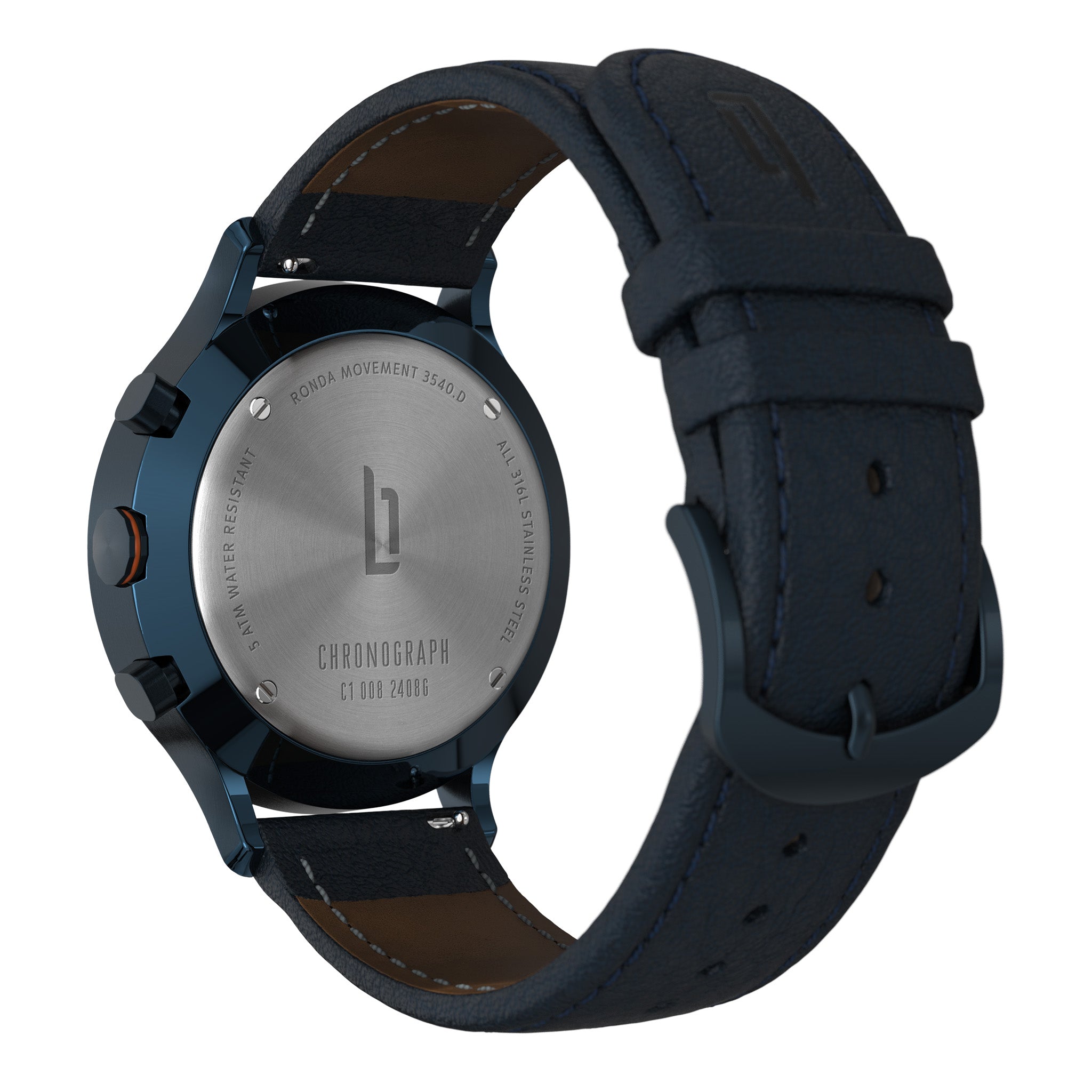 Chronograph Blue Orange Leather Dark blue – Lilienthal Berlin