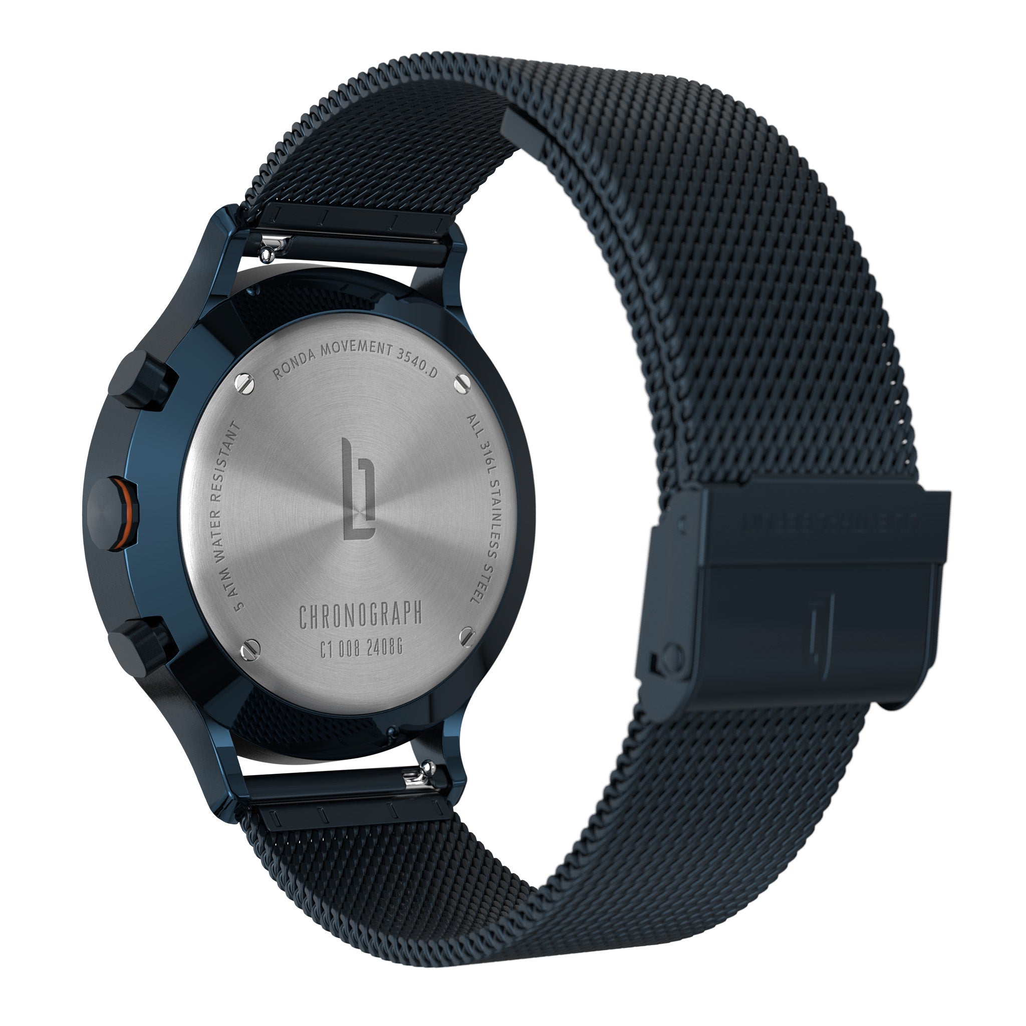 Chronograph Blue Orange Mesh Blue Brushed – Lilienthal Berlin