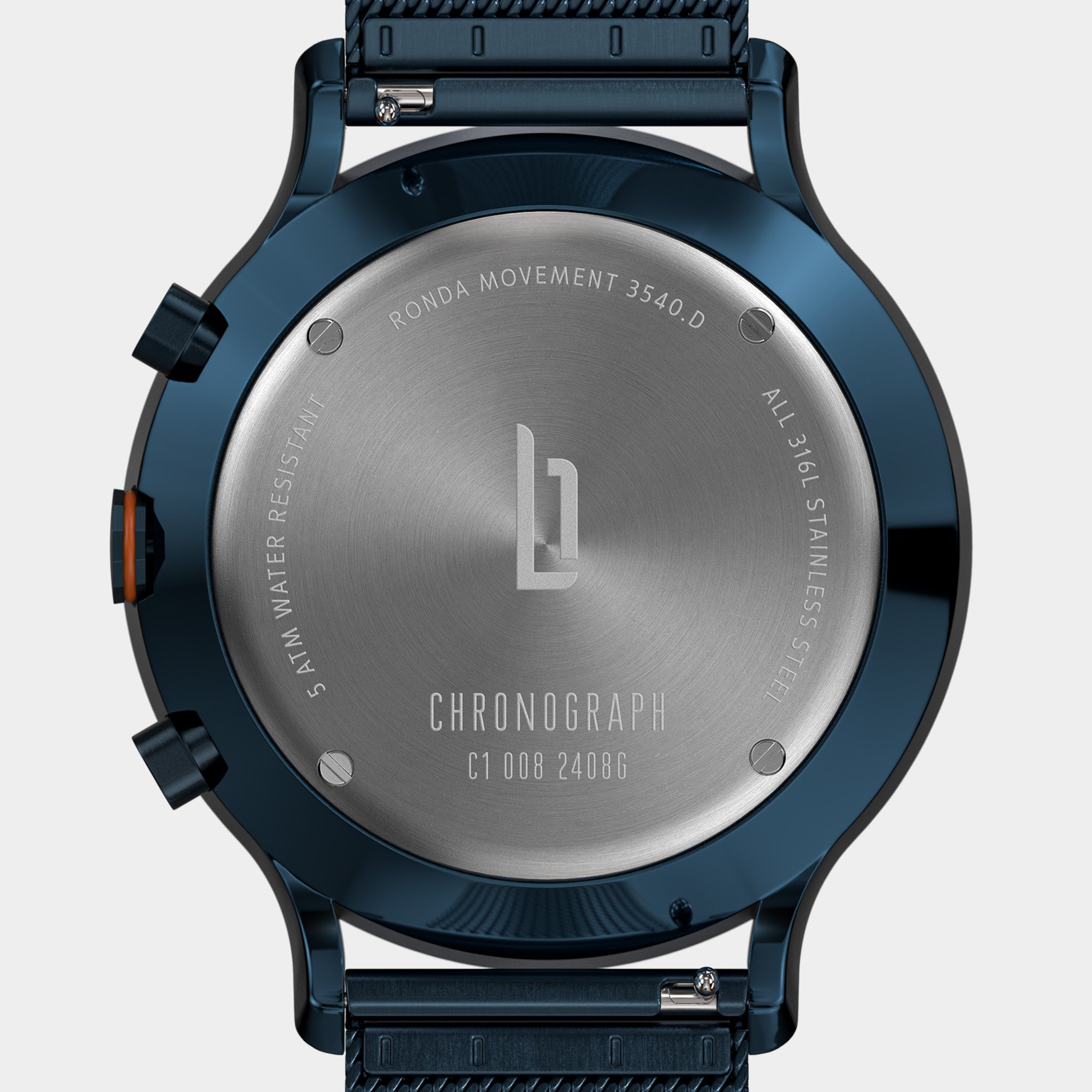 Chronograph Blue Orange Mesh Blue Brushed – Lilienthal Berlin