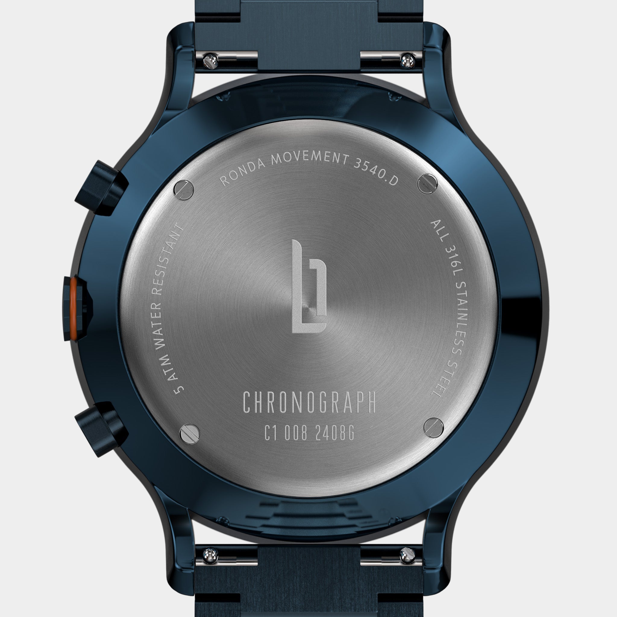Chronograph Blue Orange Stainless steel Blue Brushed – Lilienthal