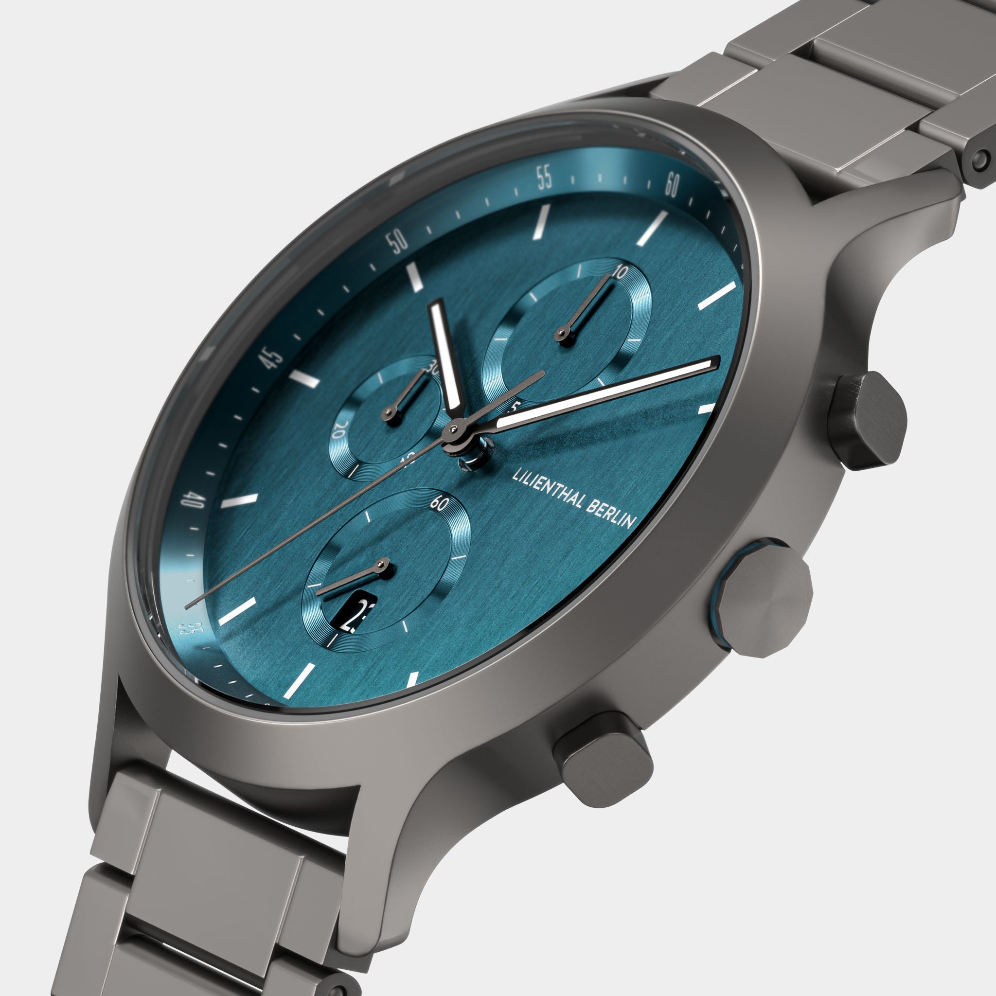 Lilienthal Berlin Cronografo Myth In Antracite – Orologio Uomo 42,5 Mm – Acciaio 316L, Vetro Zaffiro, Pelle