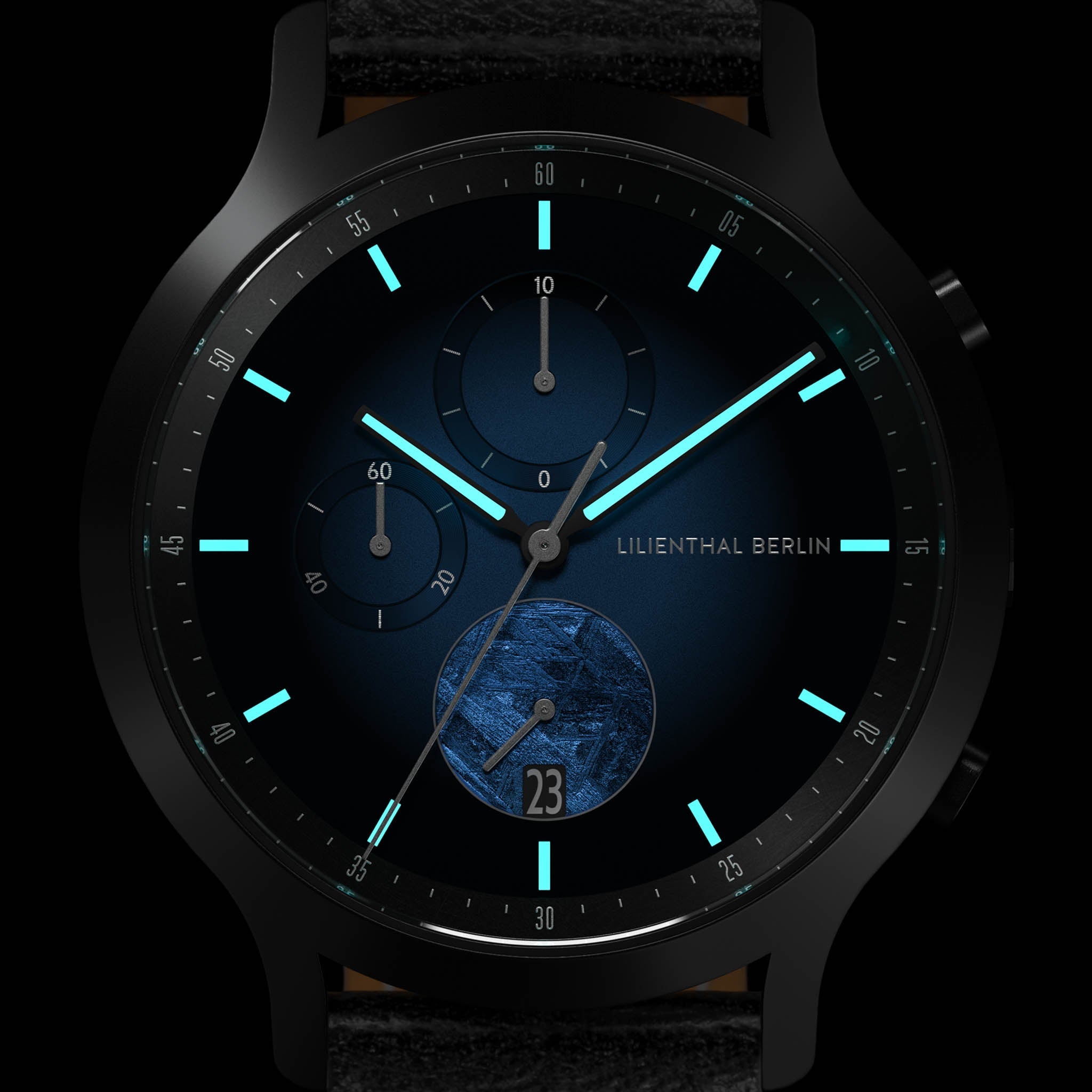 Chronograph Meteorite – Blue Flare - Leather Black – Lilienthal