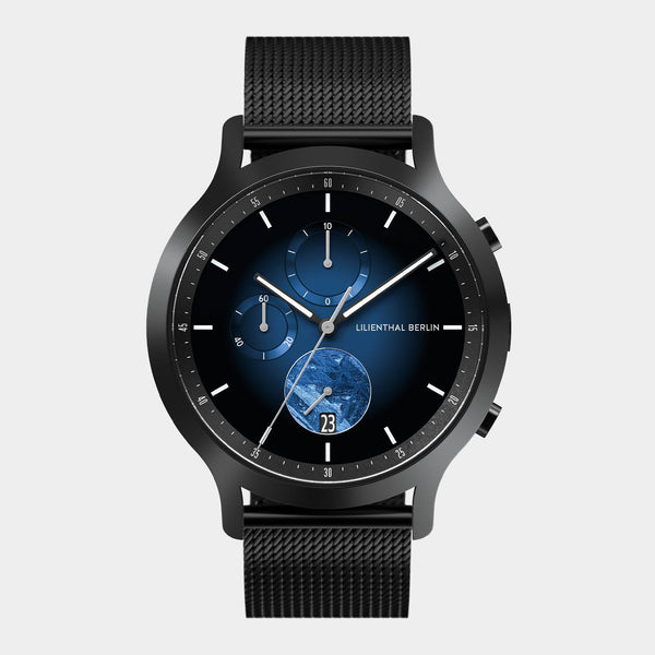 Chronograph Meteorite – Blue Flare Mesh Black Matte – Lilienthal