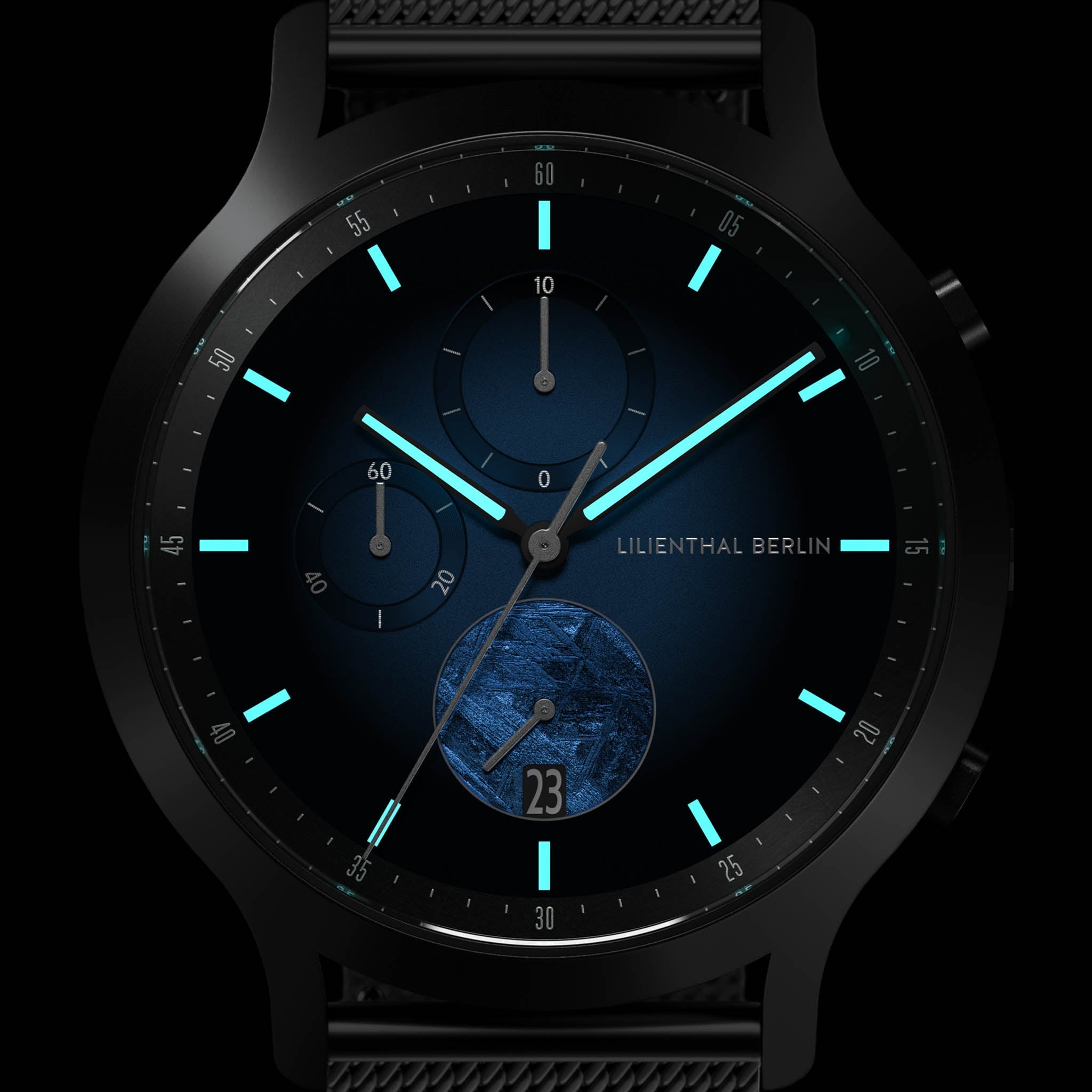Chronograph Meteorite – Blue Flare Mesh Black Matte – Lilienthal