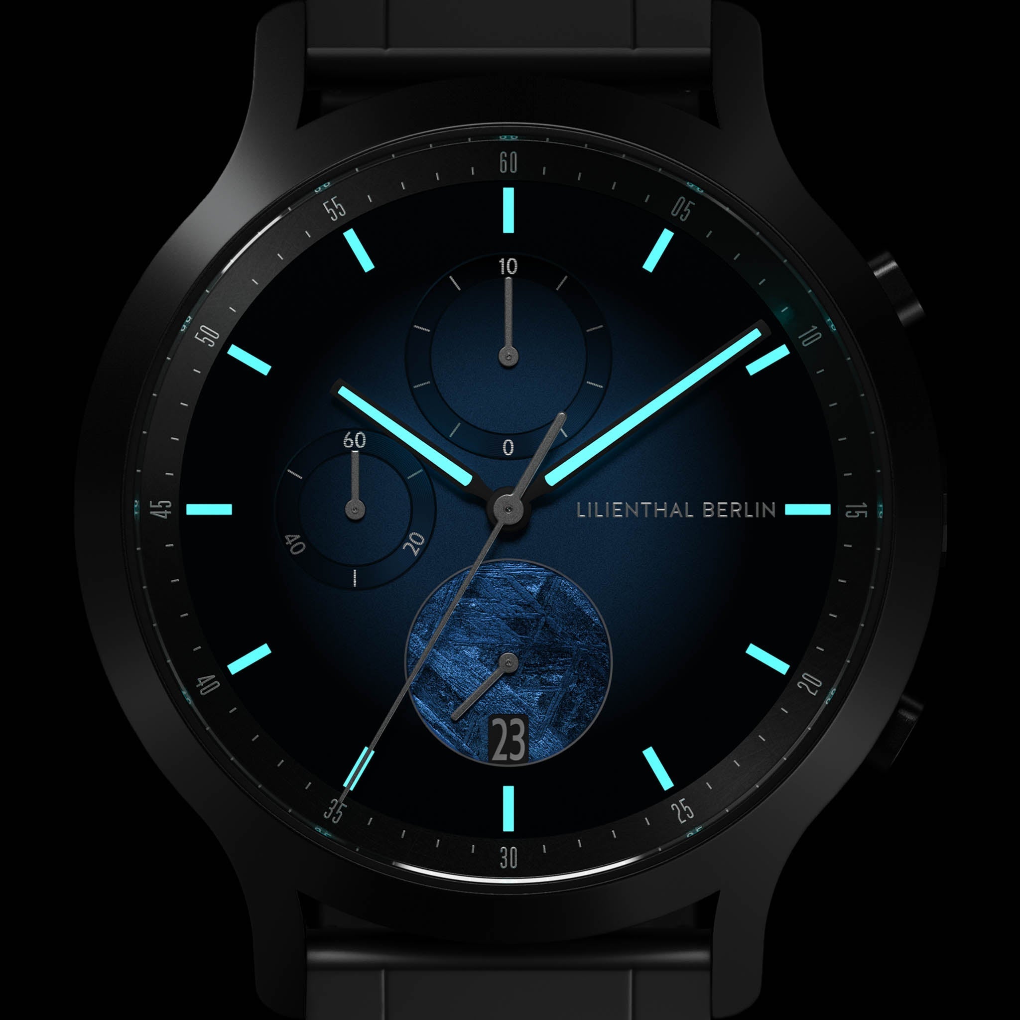 Chronograph Meteorite – Blue Flare Stainless Steel Black Matte