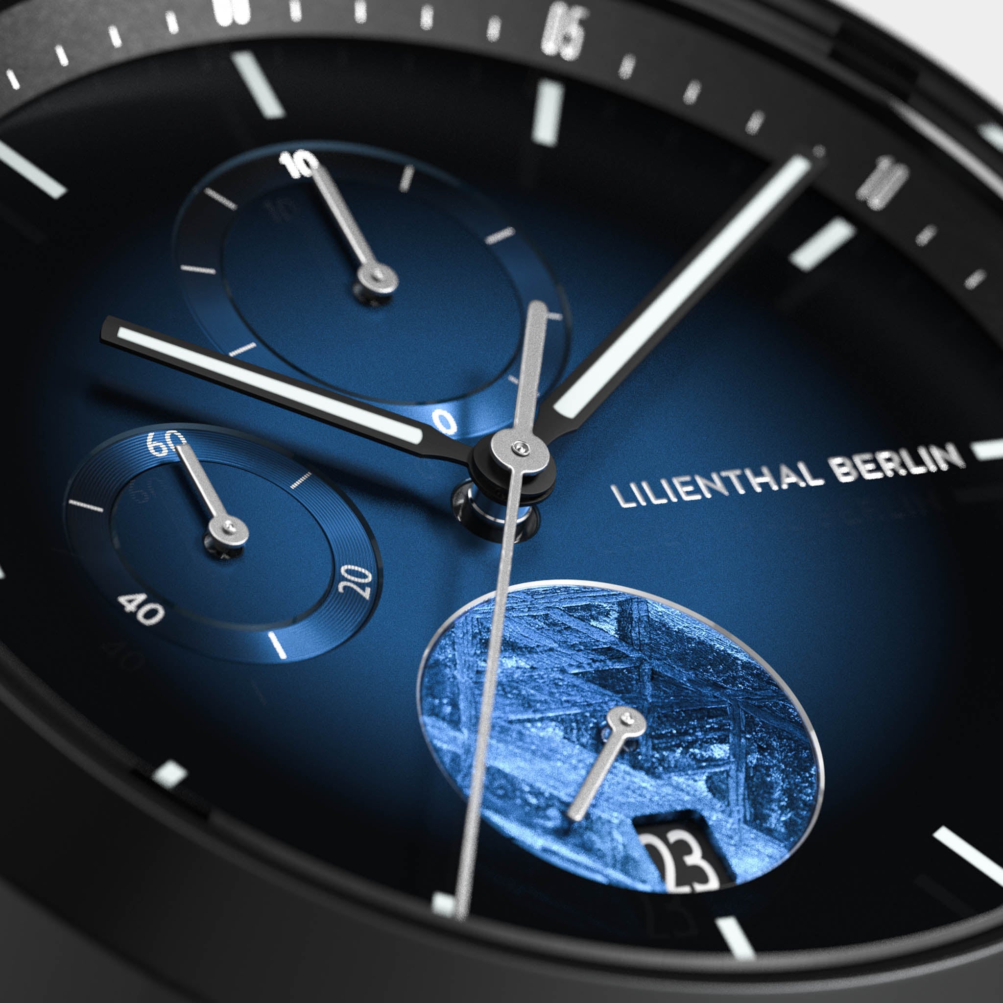 Chronograph Meteorite – Blue Flare Stainless Steel Black Matte