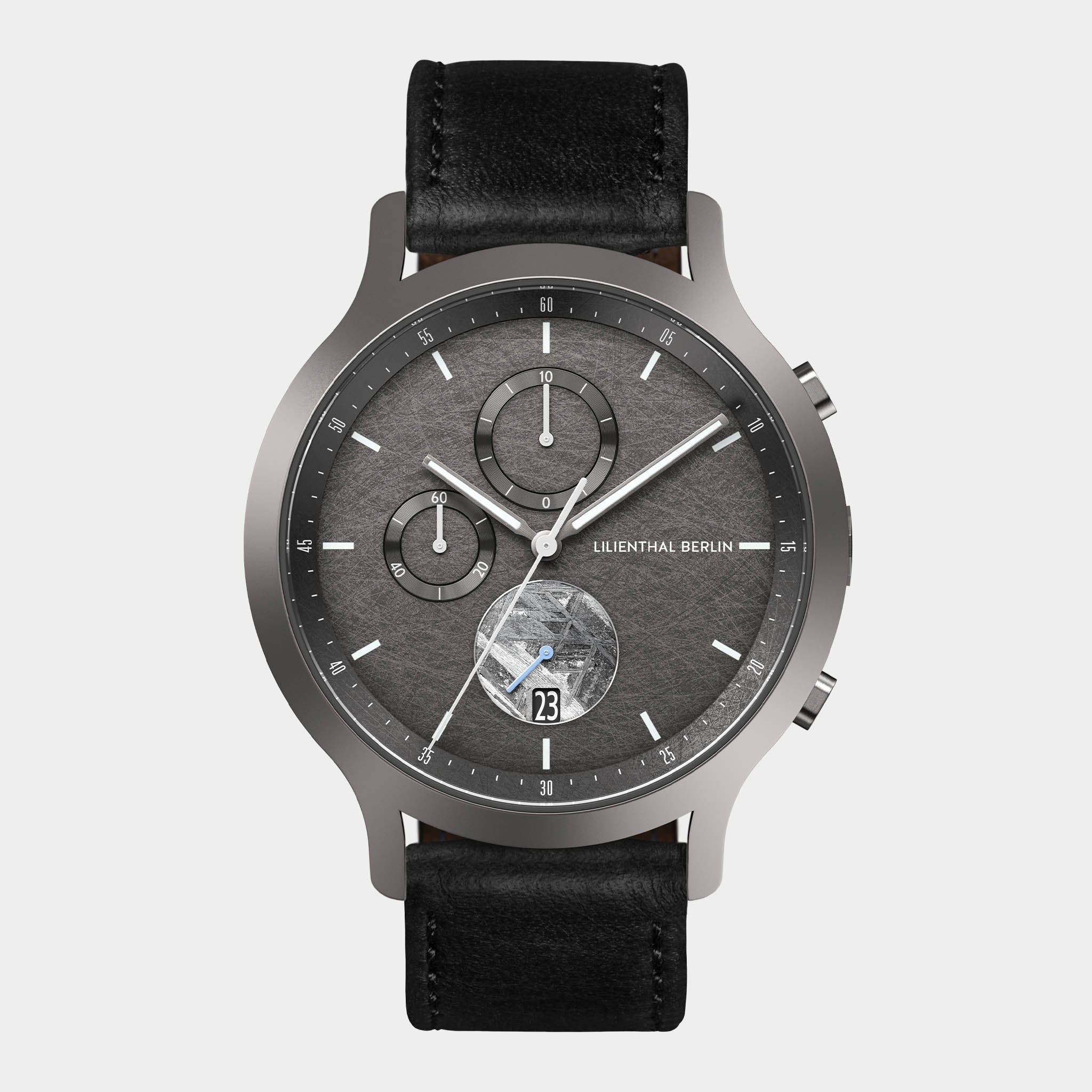 Chronograph Meteorite - Cosmic Gray - Leather Black – Lilienthal