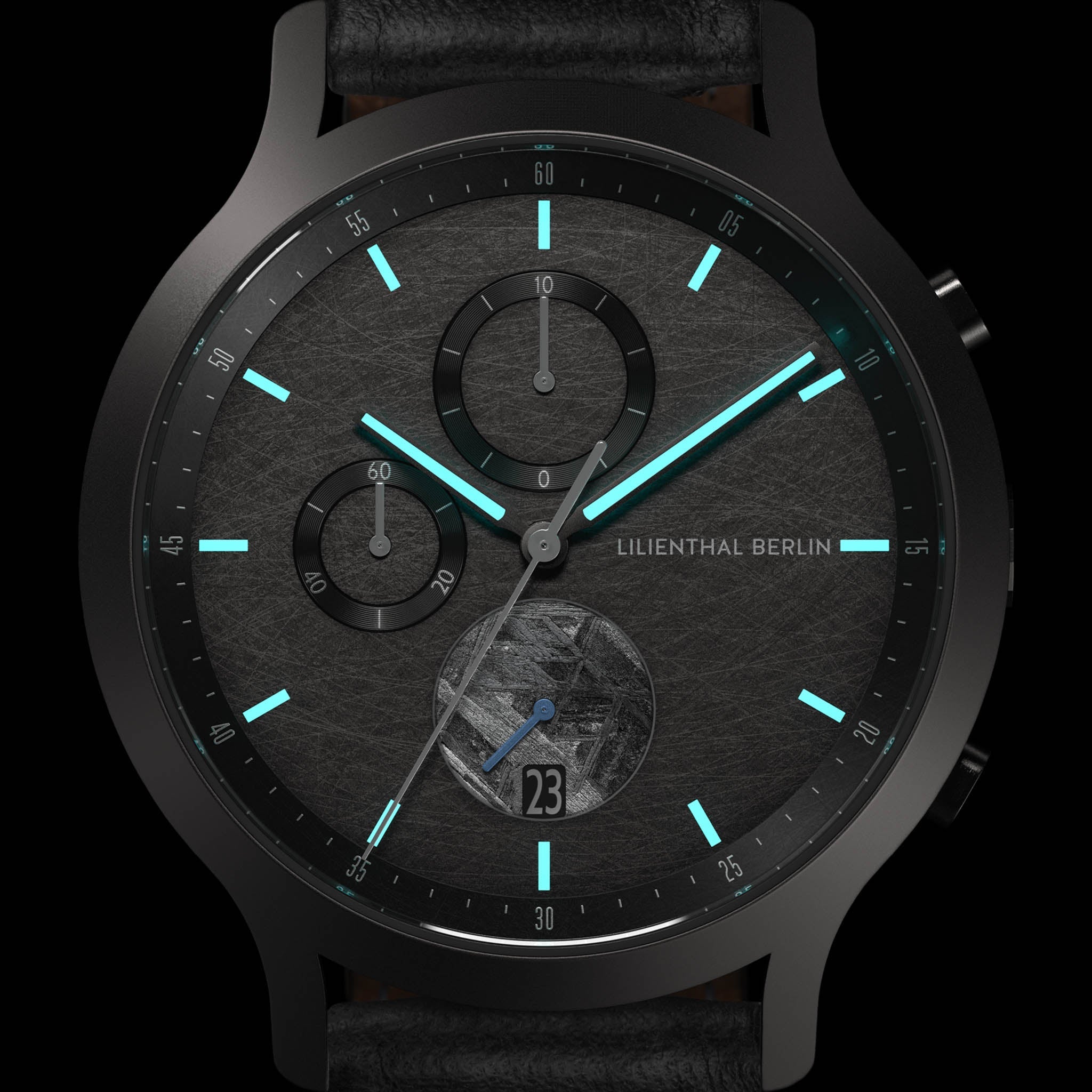 Chronograph Meteorite - Cosmic Gray - Leather Black – Lilienthal