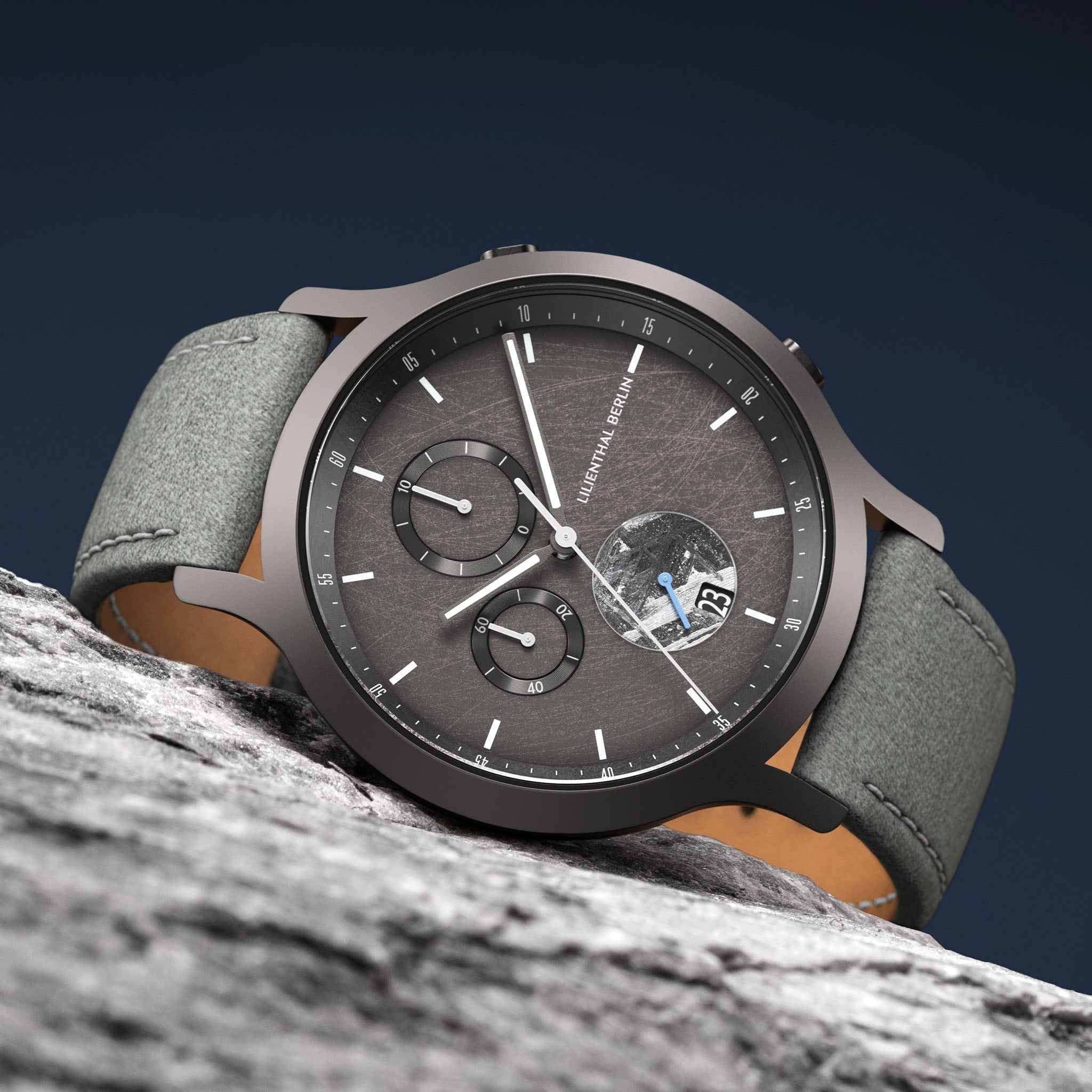 Chronograph Meteorite - Cosmic Gray - Leather Gray – Lilienthal