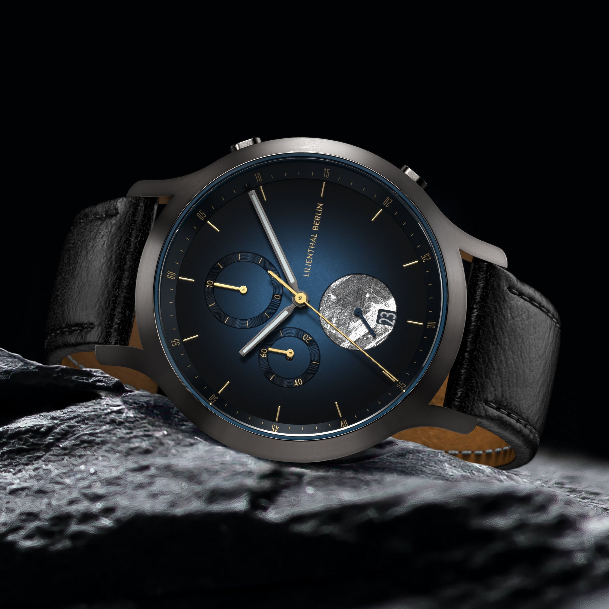Chronograph Meteorite Midnight Gold - Leather Black – Lilienthal