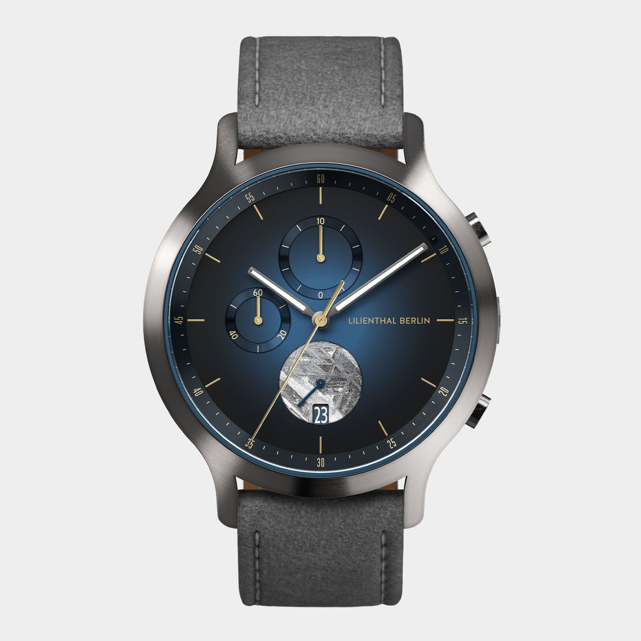 Chronograph Meteorite Midnight Gold - Leather Gray – Lilienthal