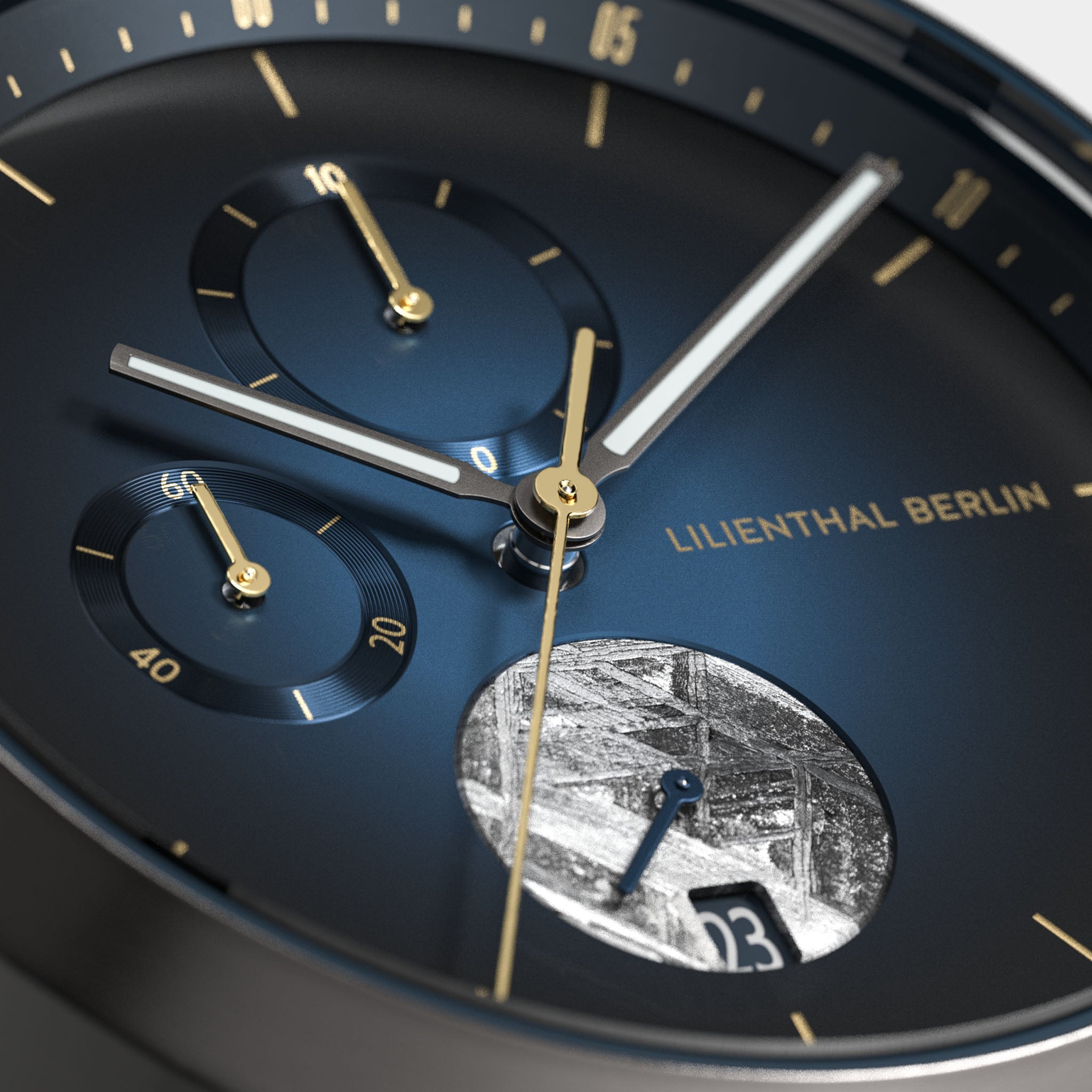 Chronograph Meteorite Midnight Gold - Mesh Gray – Lilienthal