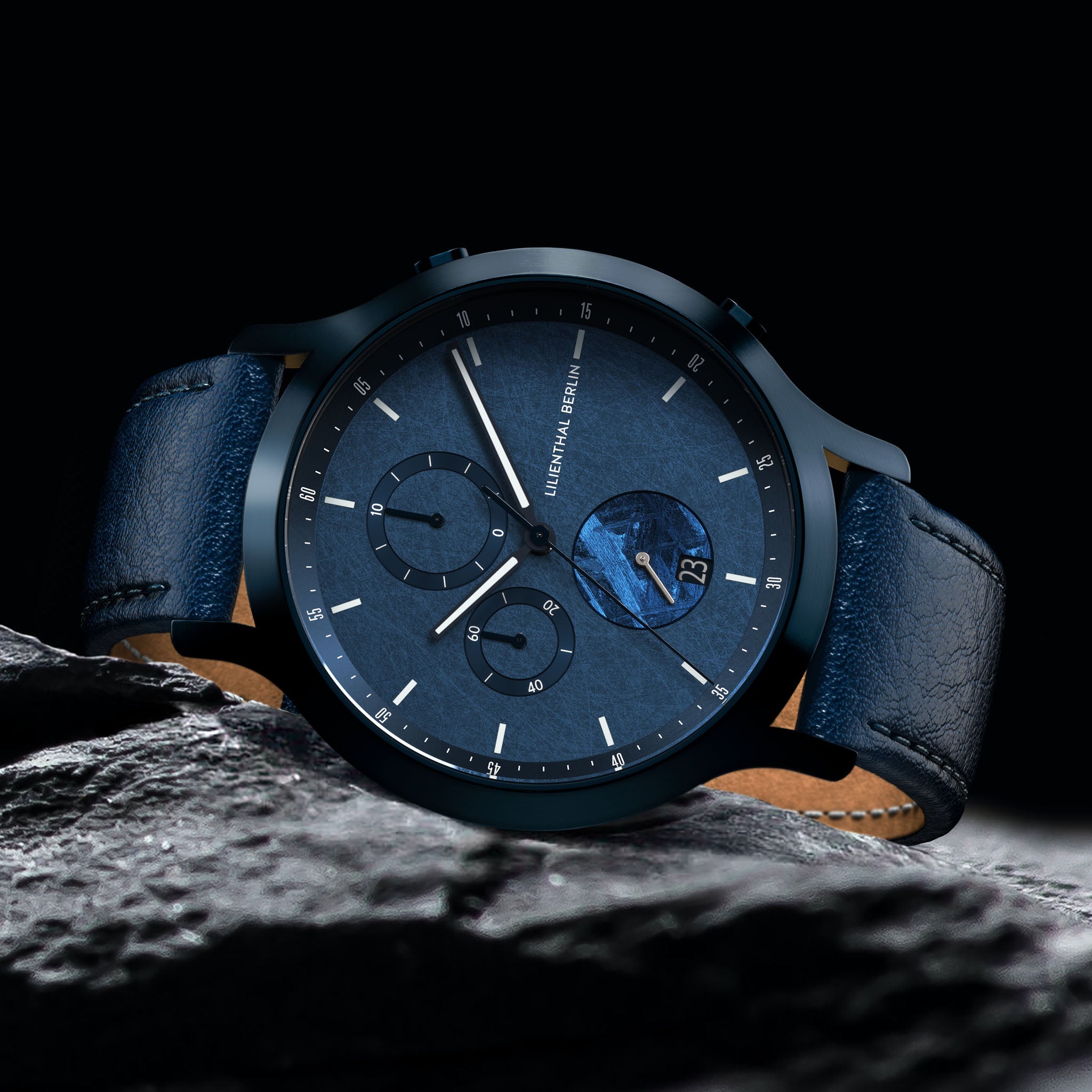 Chronograph Meteorite Stellar Blue - Leather Blue – Lilienthal