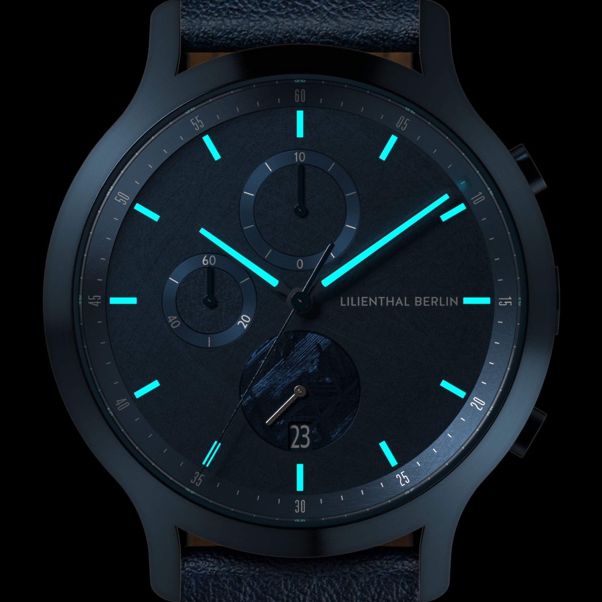 Chronograph Meteorite Stellar Blue - Leather Blue – Lilienthal
