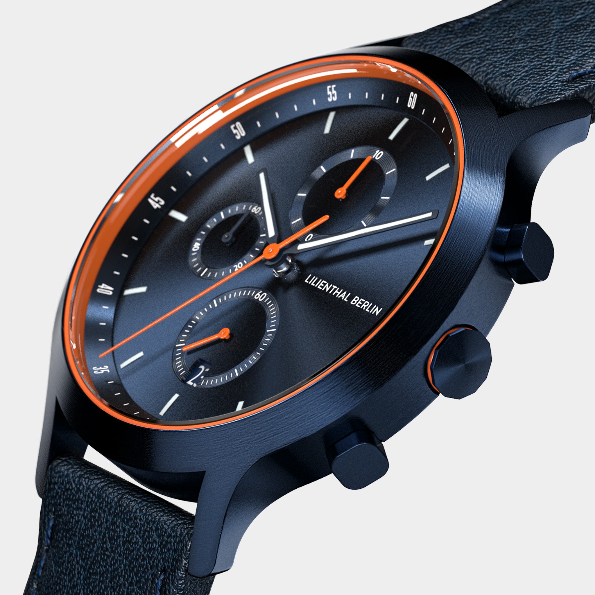 ベンケイ 672L BFS Chronograph – Watch – Blue Orange – Leather – Lilienthal Berlin