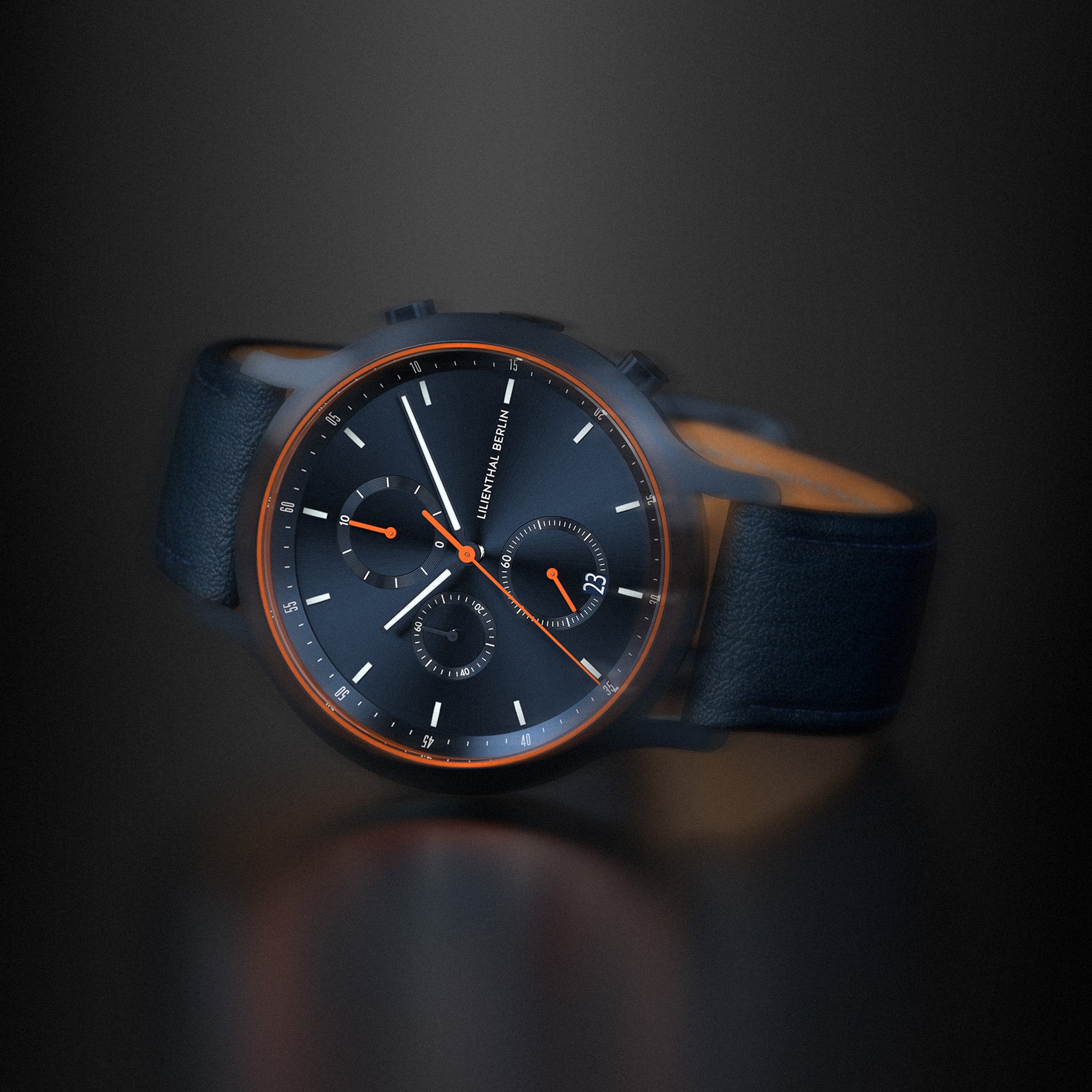 Chronograph – Watch – Blue Orange – Leather – Lilienthal Berlin