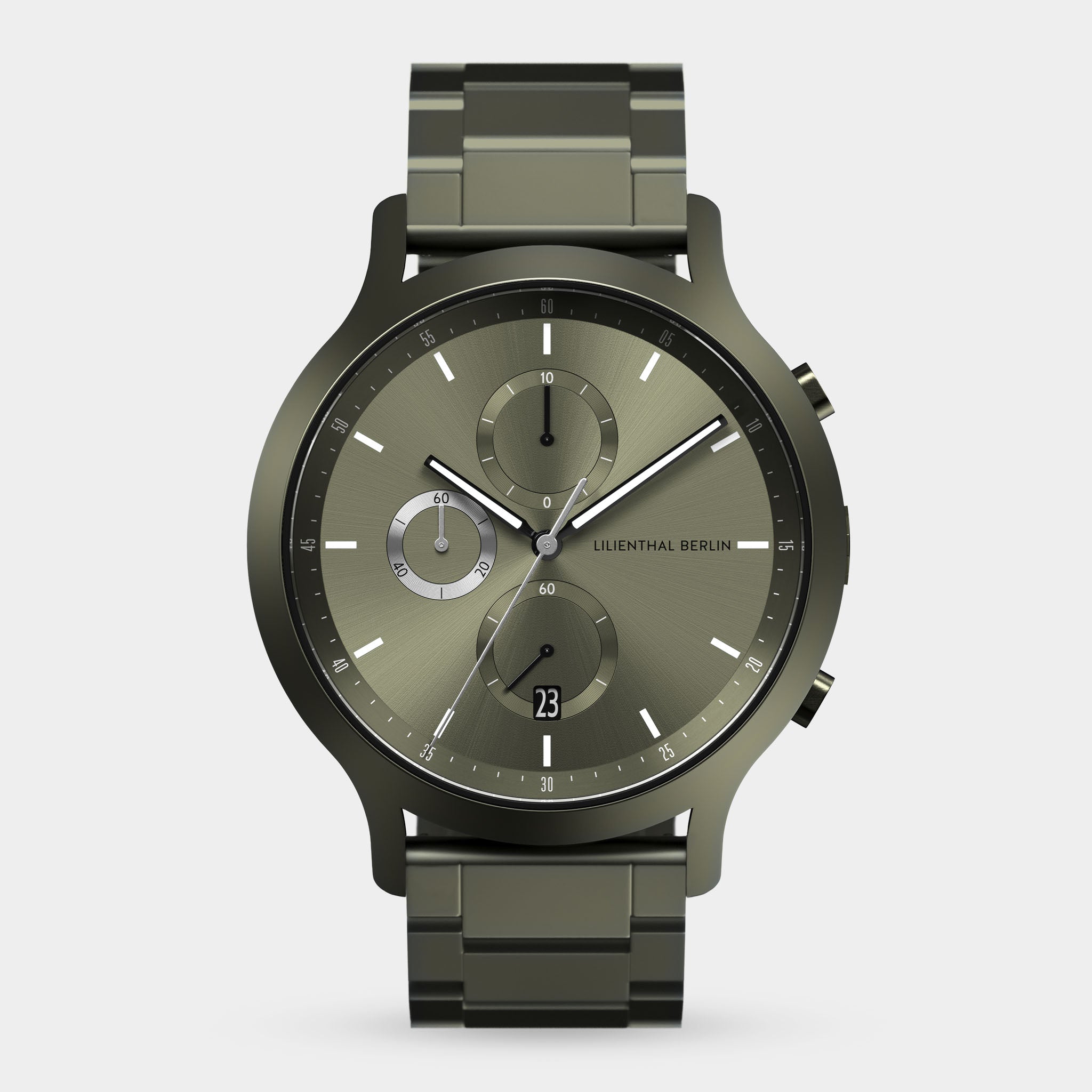 Chronograph Terra Stainless Steel Olive Matte – Lilienthal Berlin