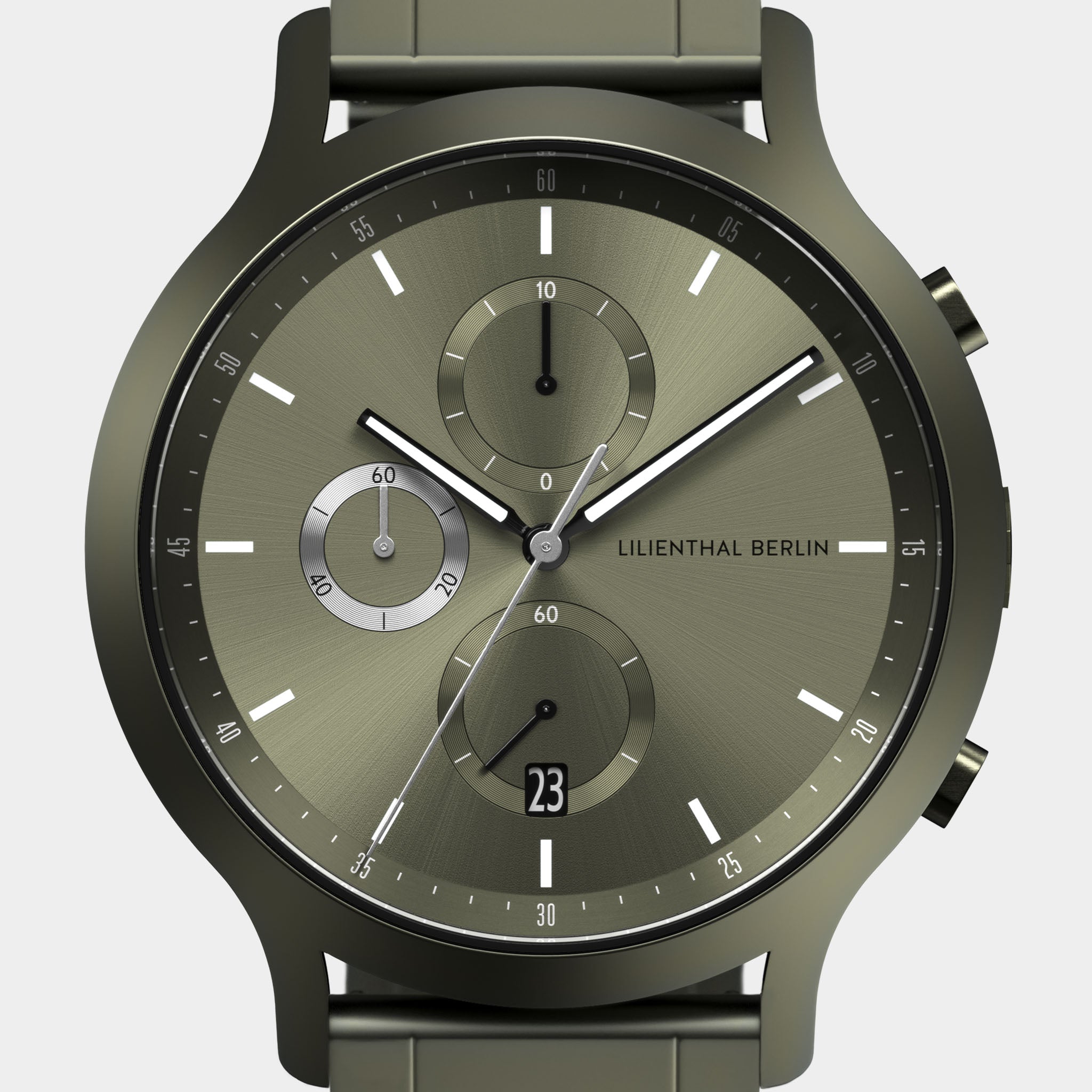 Chronograph Terra Stainless Steel Olive Matte – Lilienthal Berlin