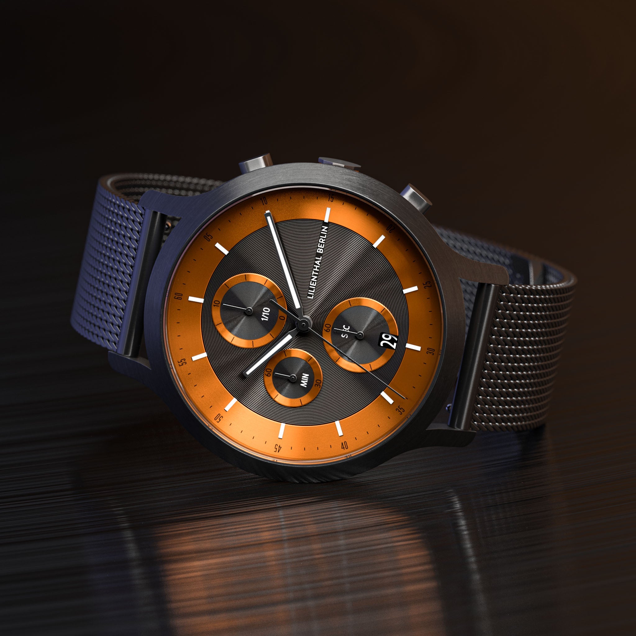 Chronograph LP Dark Silver Orange Mesh Anthracite Brushed