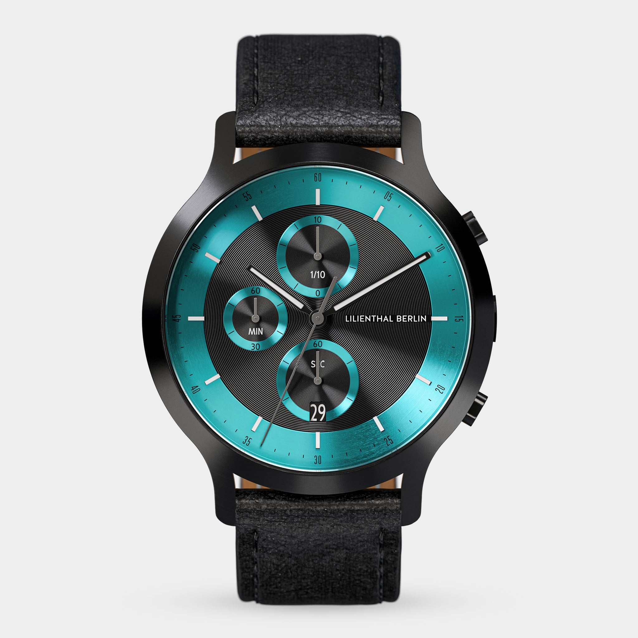 Chronograph LP Black Cyan Leather Black – Lilienthal Berlin