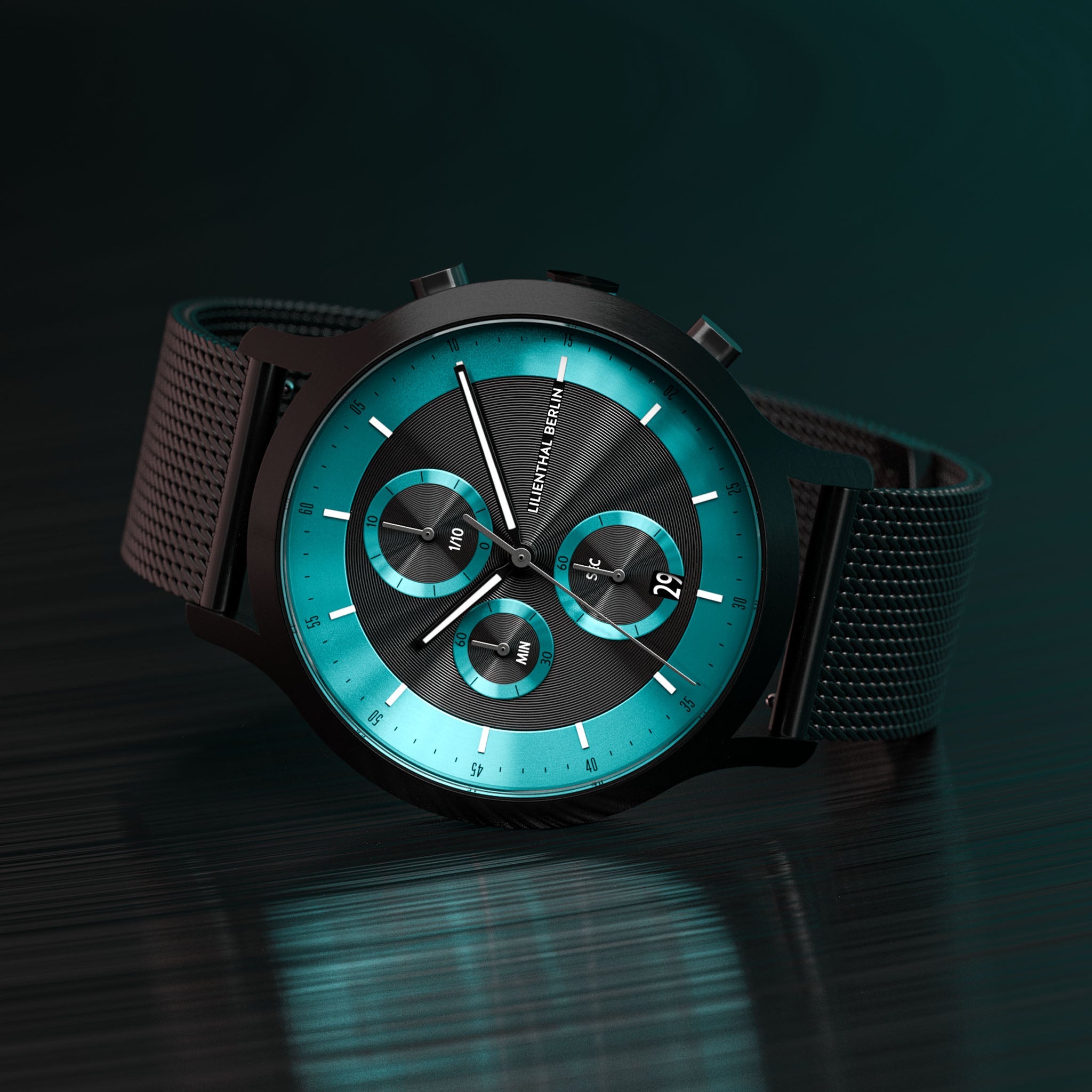 Chronograph LP Black Cyan Mesh Black Brushed – Lilienthal Berlin