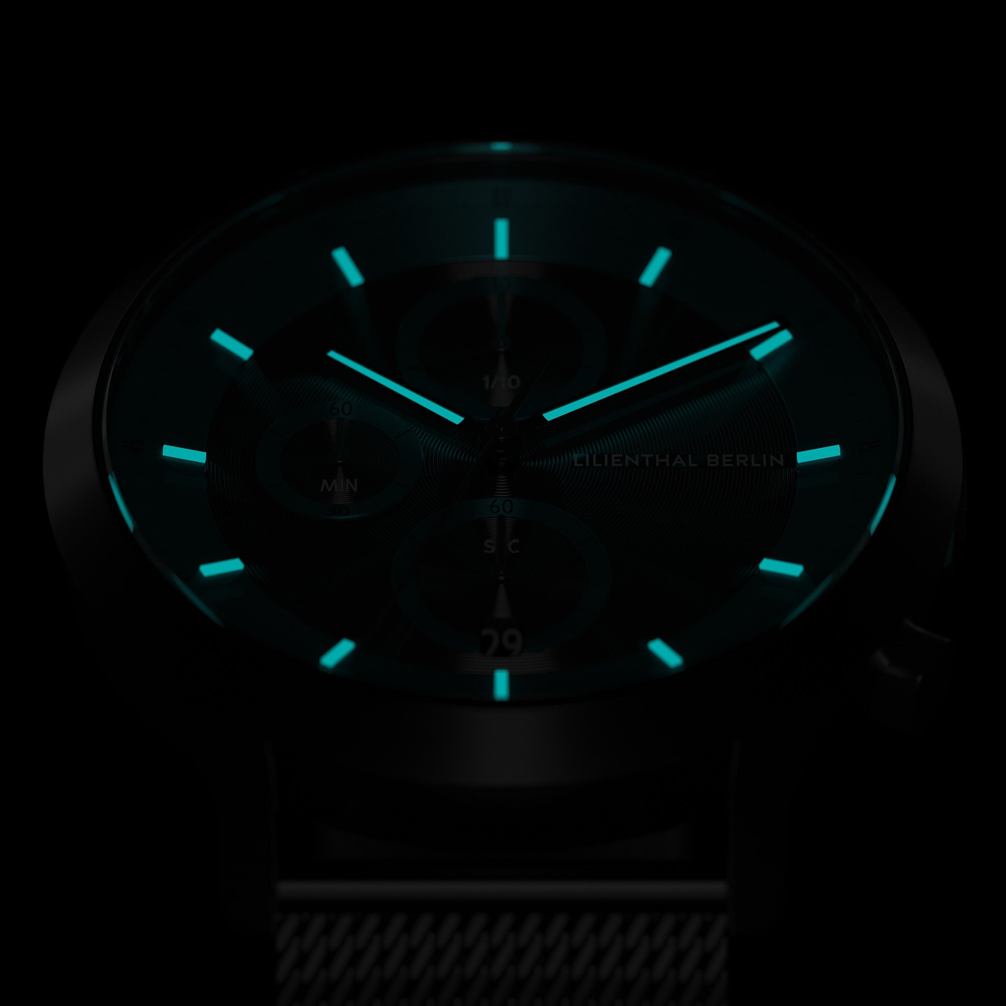 Chronograph LP Black Cyan Mesh Black Brushed – Lilienthal Berlin