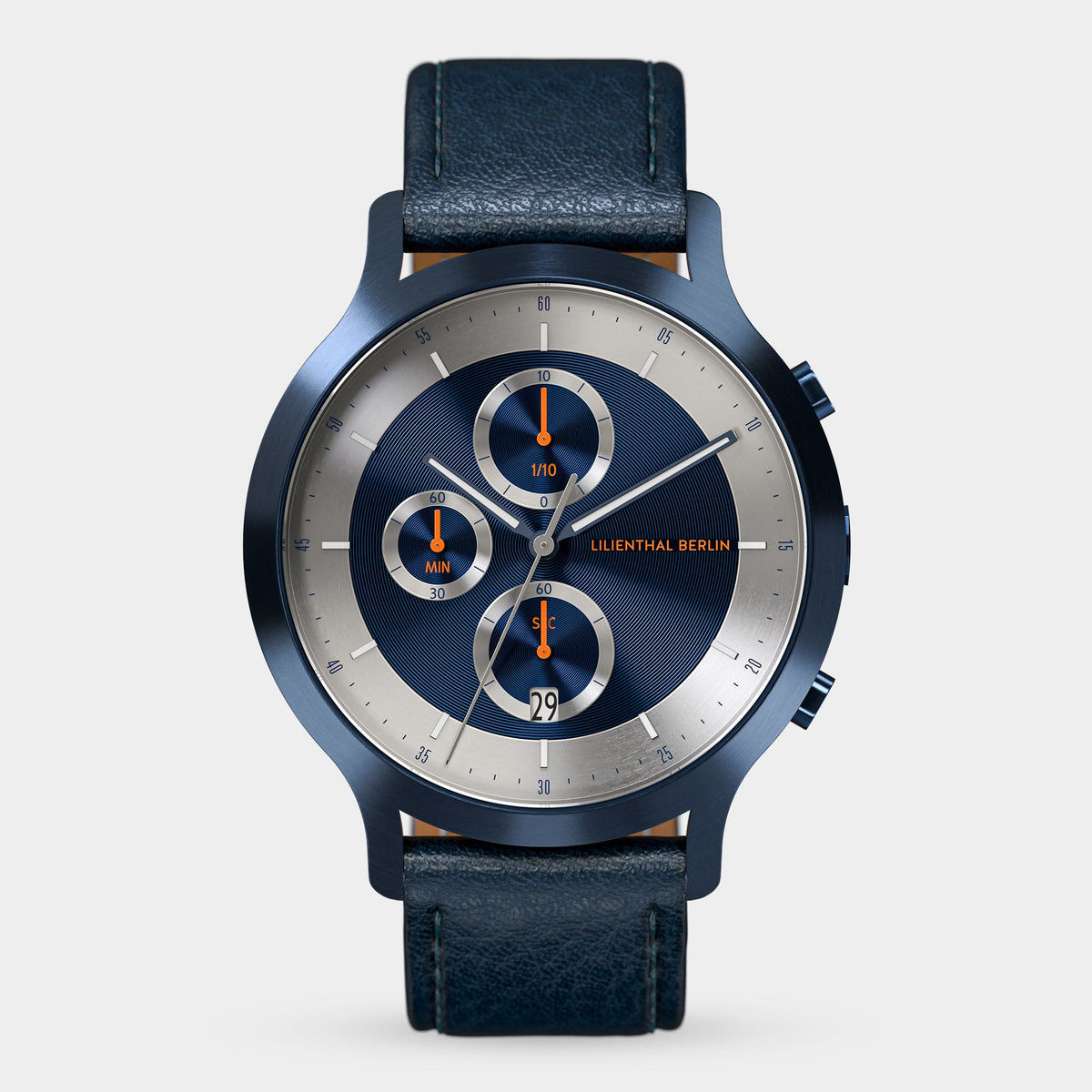 Lilienthal Berlin Chronograph Lp Black Cyan Leather Black Ndash Lilienthal Berlin North America