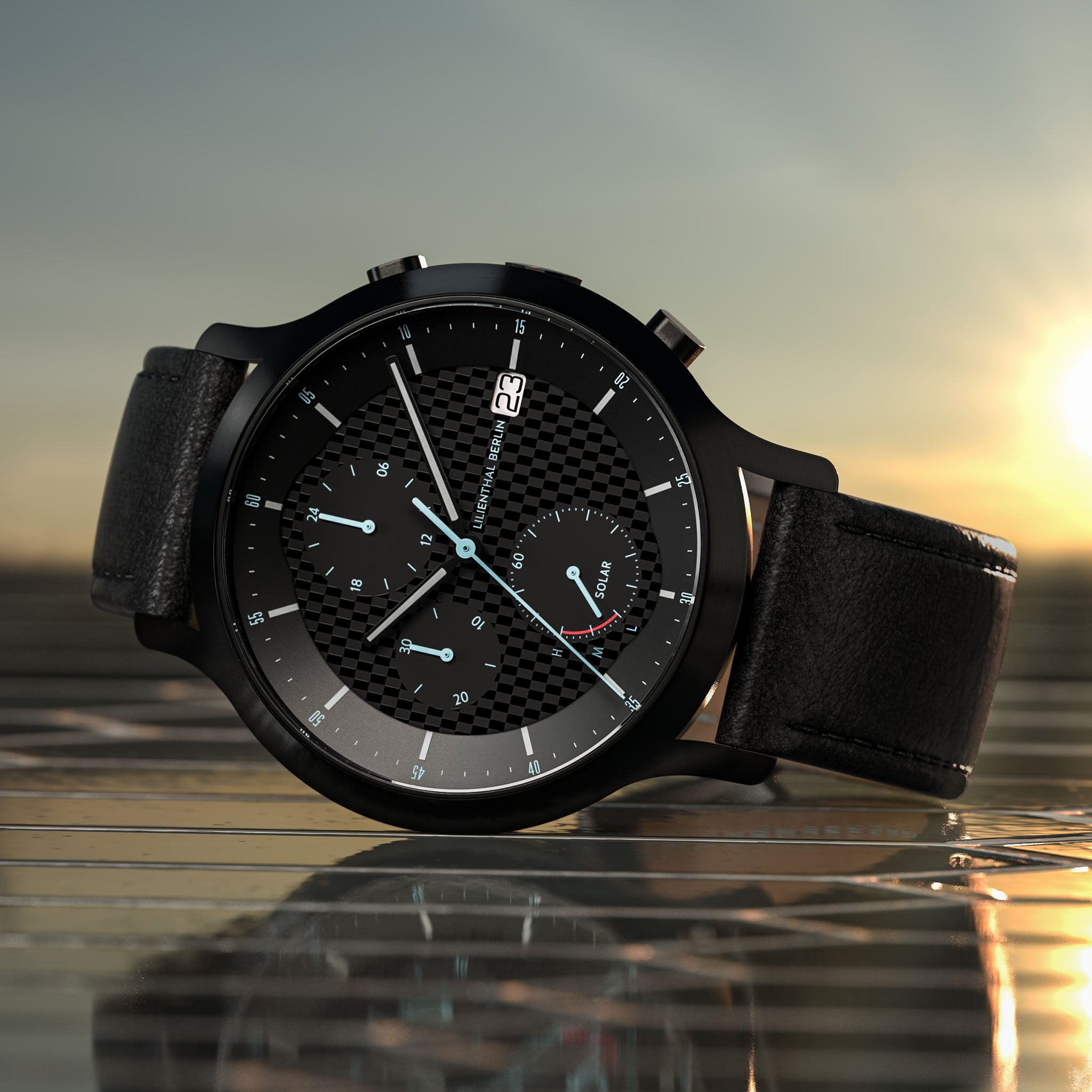 Chronograph Solar I Leather Black – Lilienthal Berlin - North America