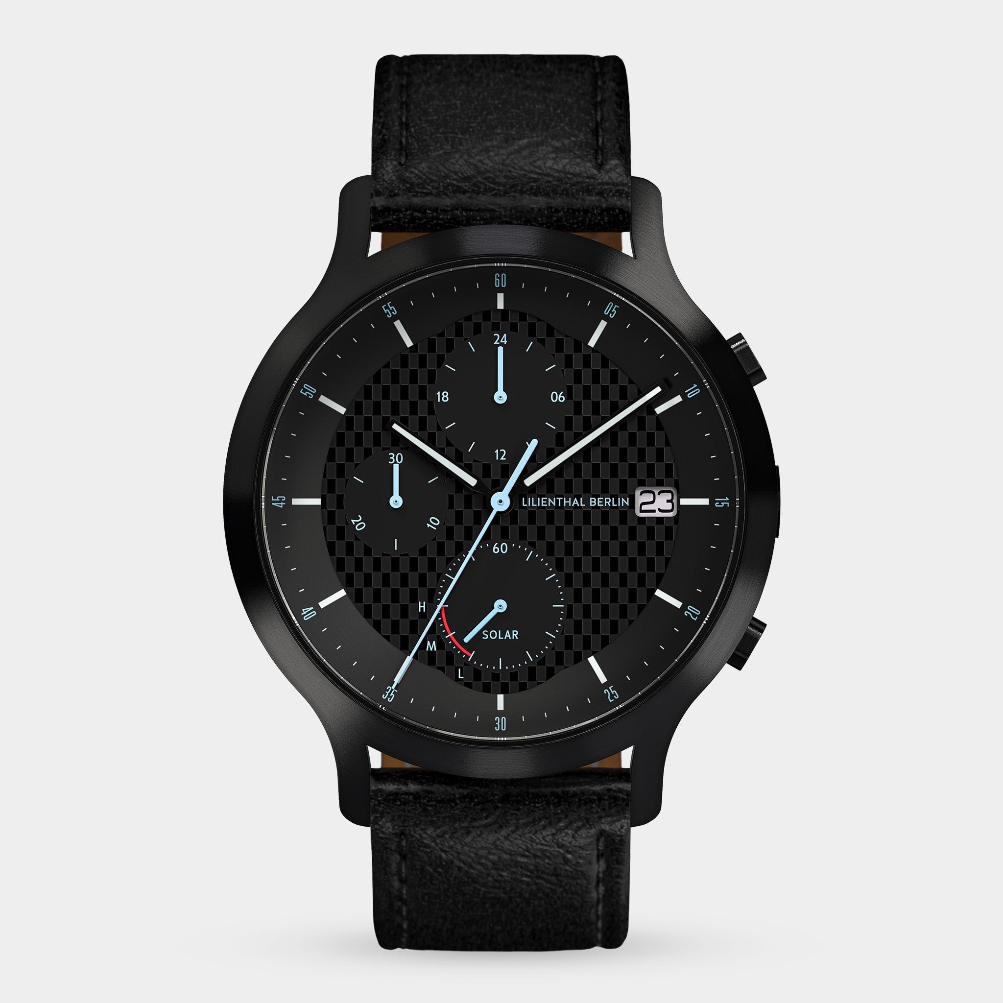 Chronograph Solar I Leather Black – Lilienthal Berlin - North America