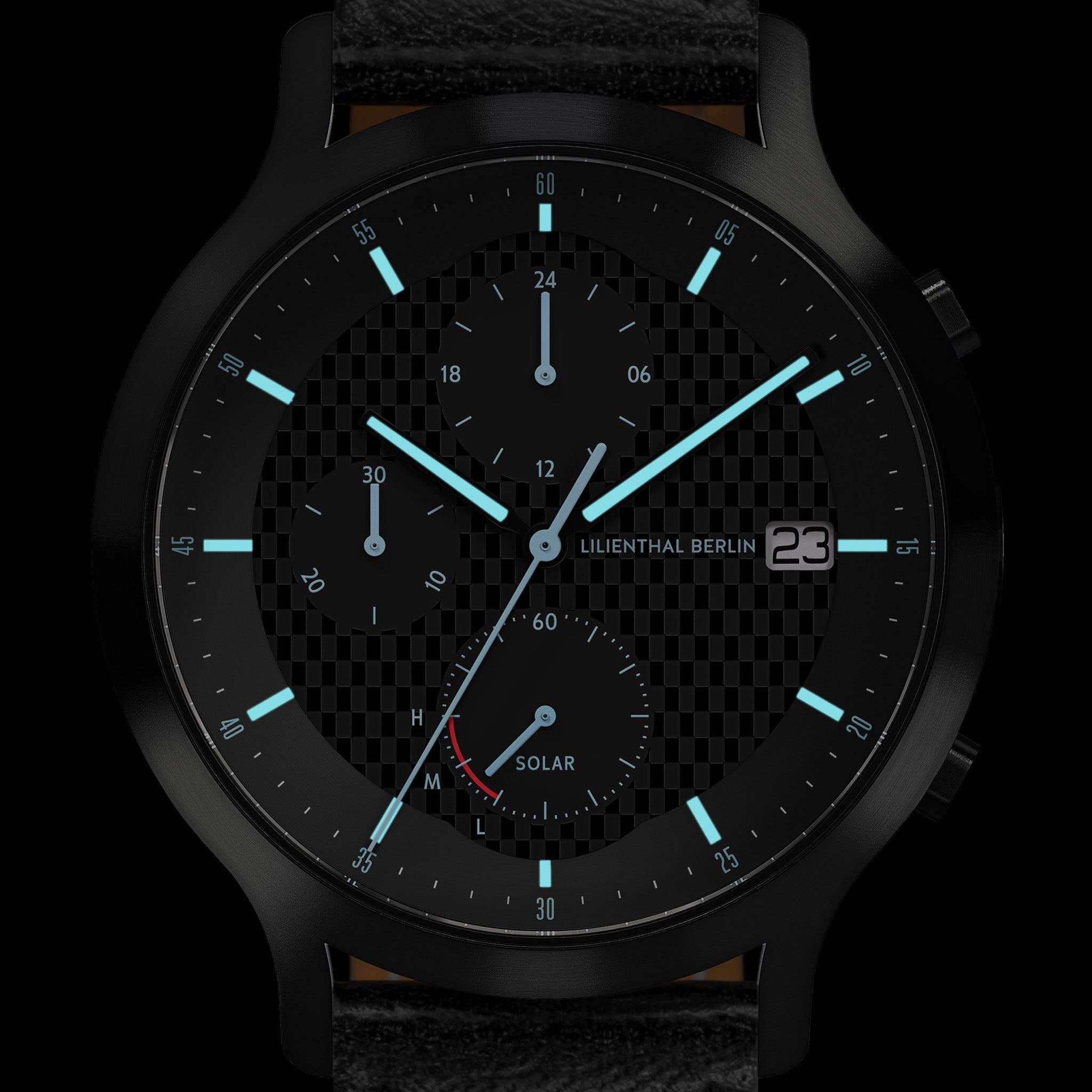 Chronograph Solar I Leather Black – Lilienthal Berlin - North America