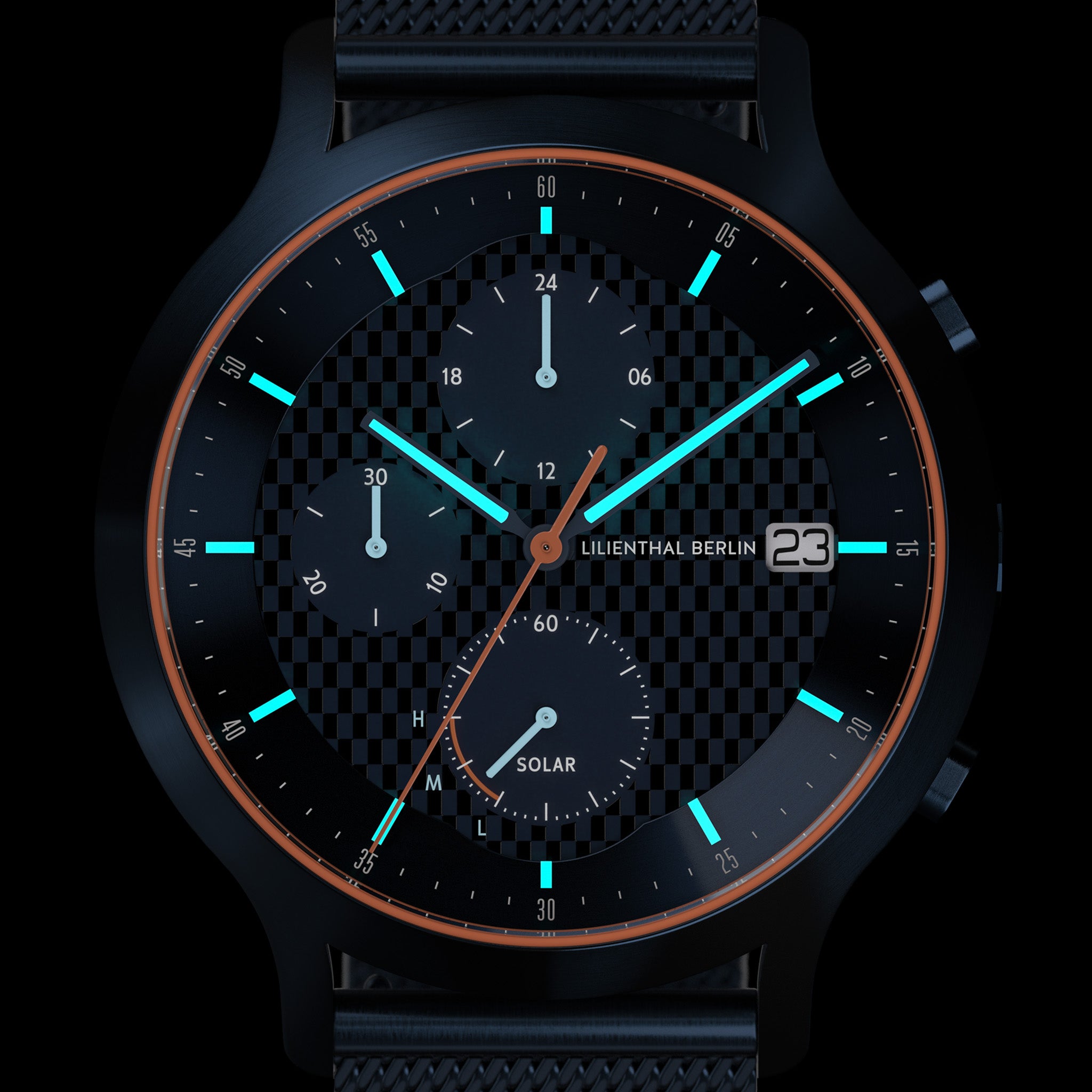 Chronograph Solar IV Mesh Blue Brushed – Lilienthal Berlin - North