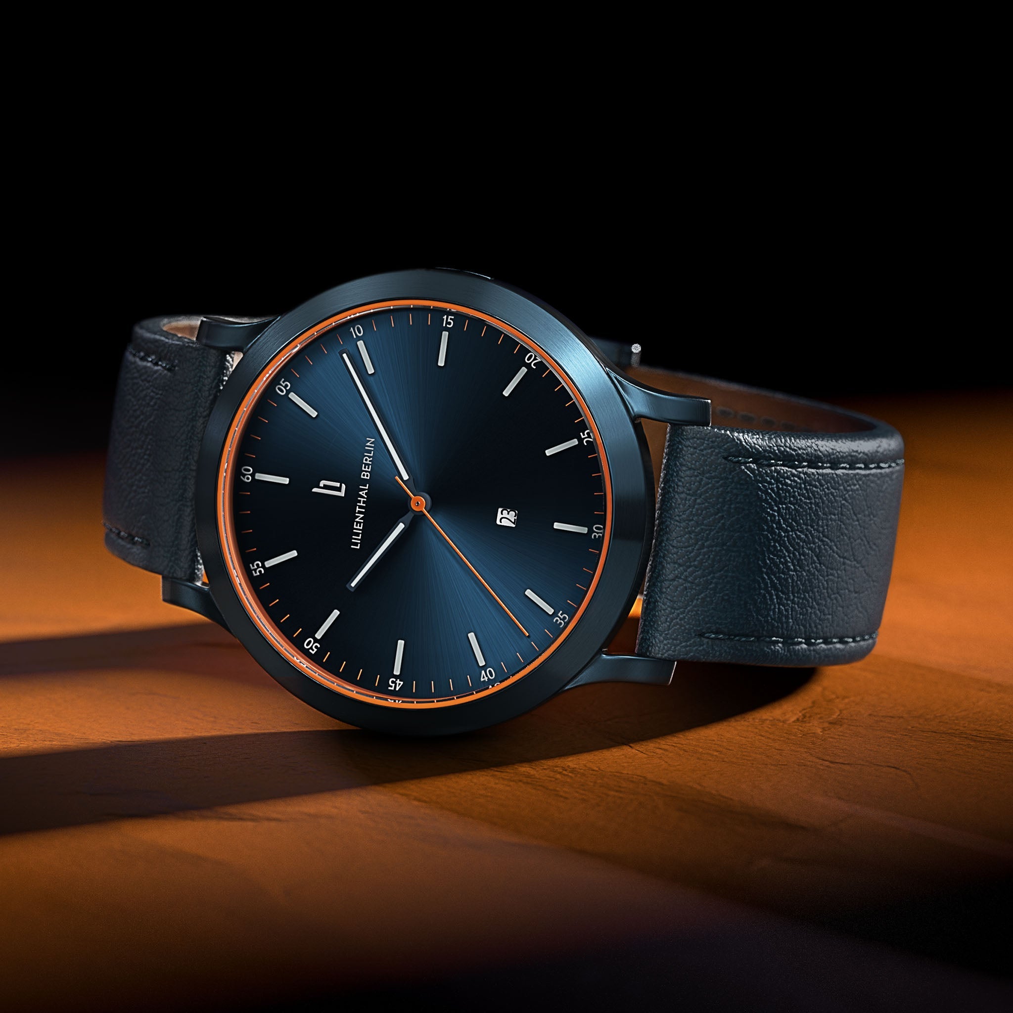 Huxley Blue Orange Leather Dark blue – Lilienthal Berlin - North