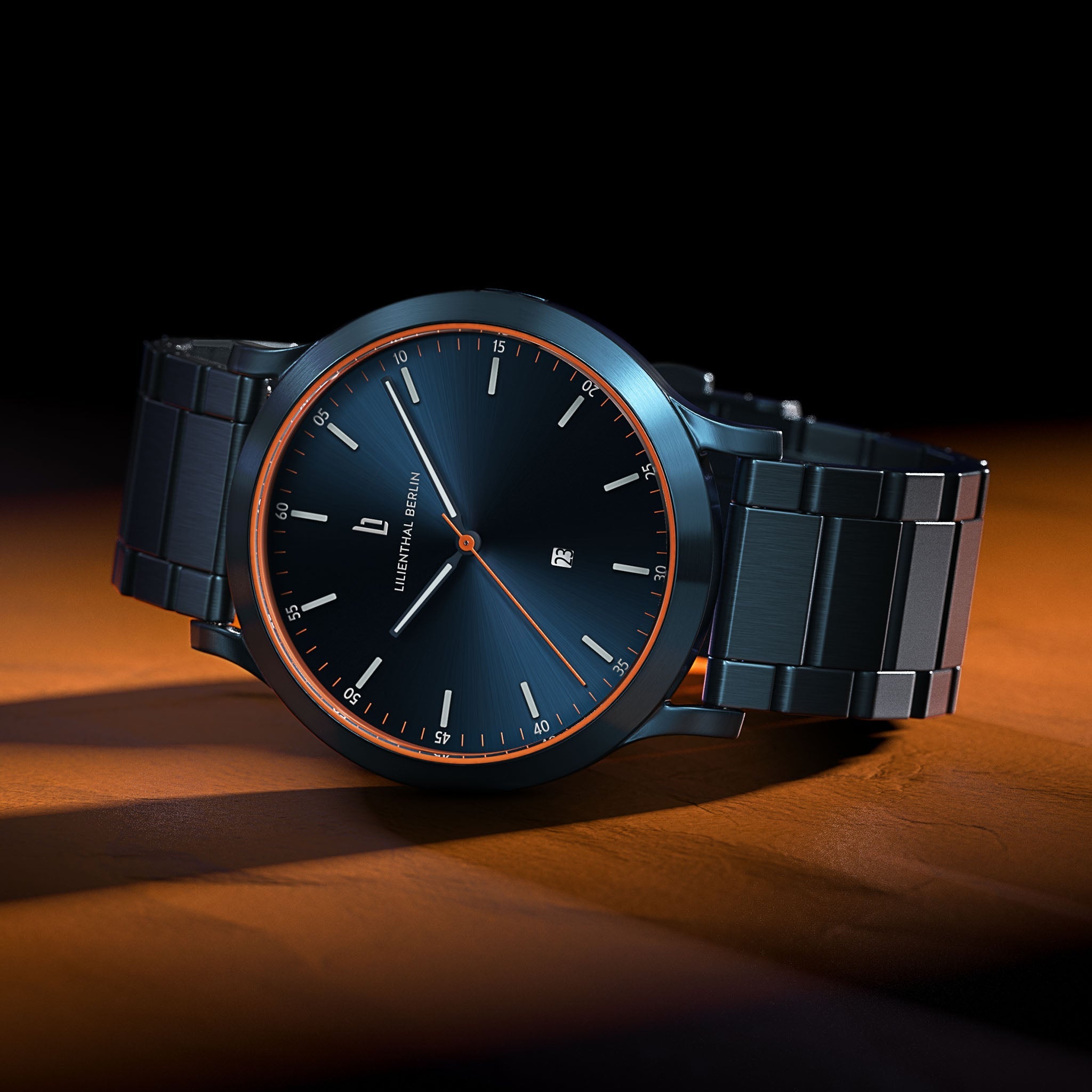 Huxley Blue Orange Stainless steel Blue Brushed – Lilienthal