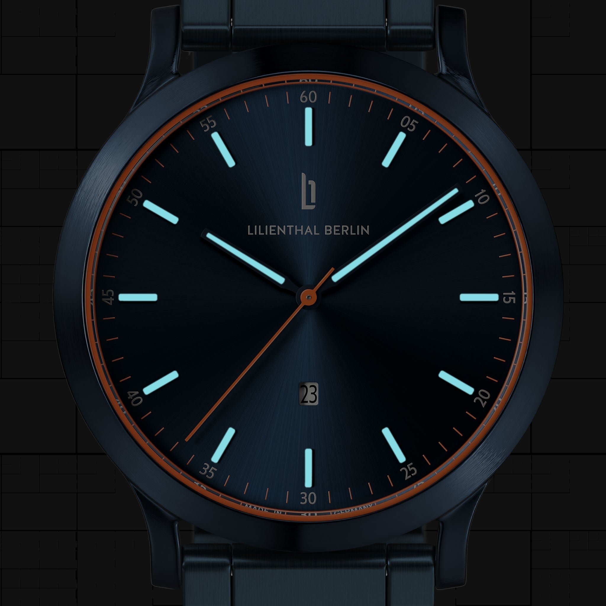 Huxley Blue Orange Stainless steel Blue Brushed – Lilienthal