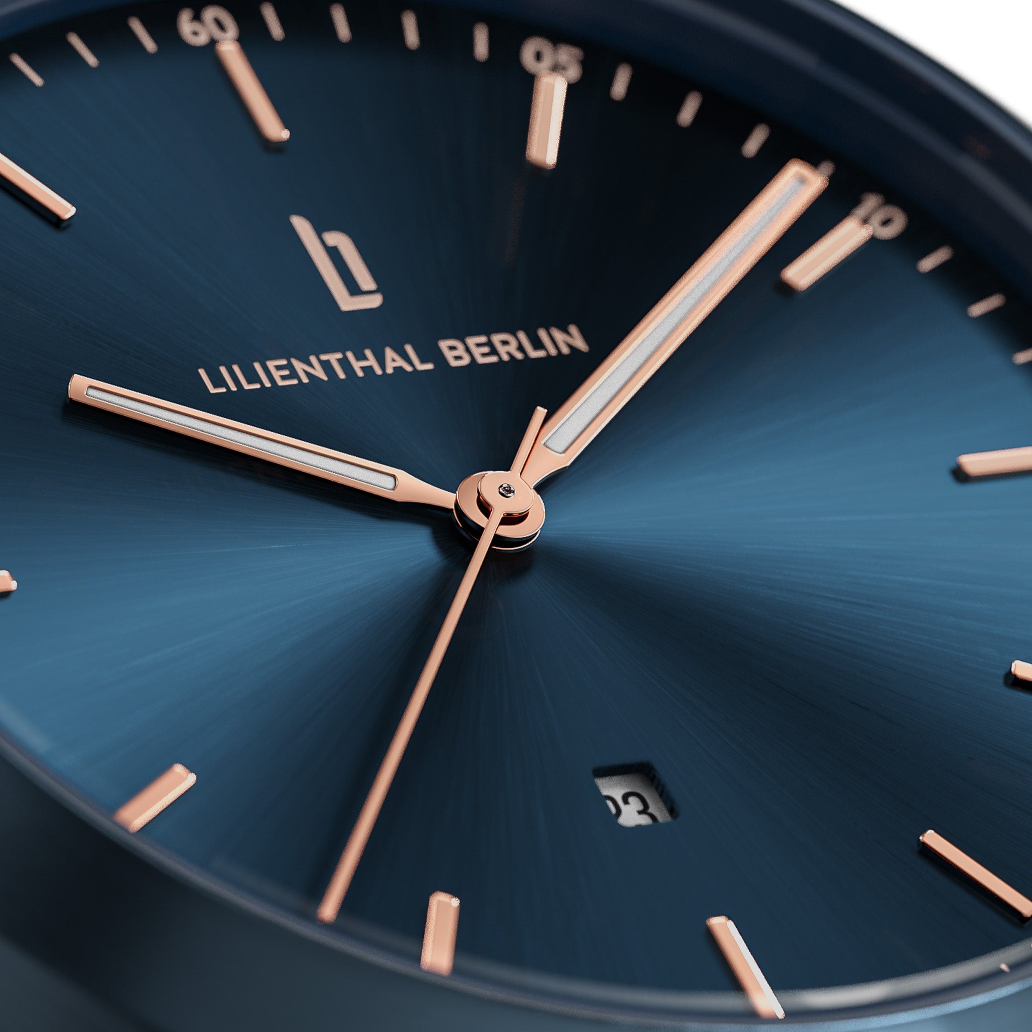 Huxley Blue Rose Gold Mesh Blue Brushed – Lilienthal Berlin