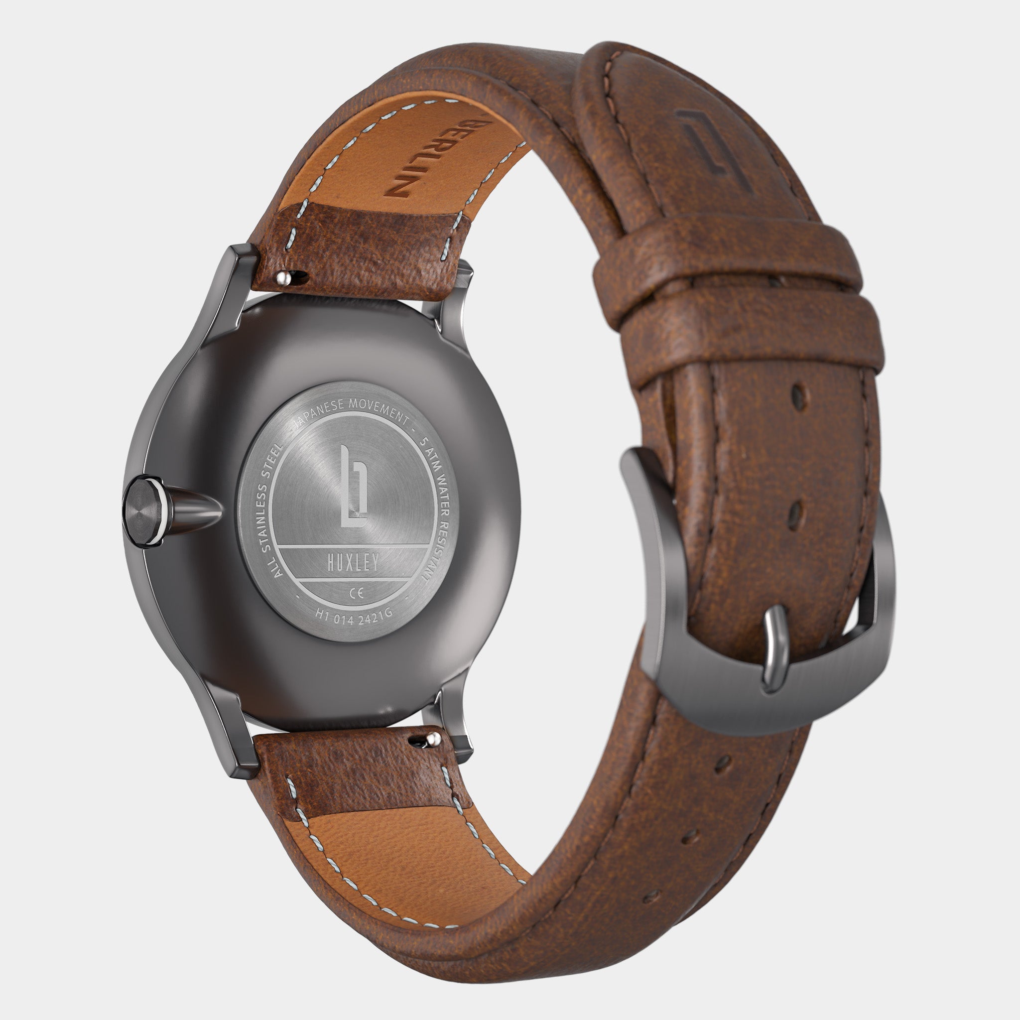 Huxley Dark Silver White Leather Dark brown – Lilienthal Berlin