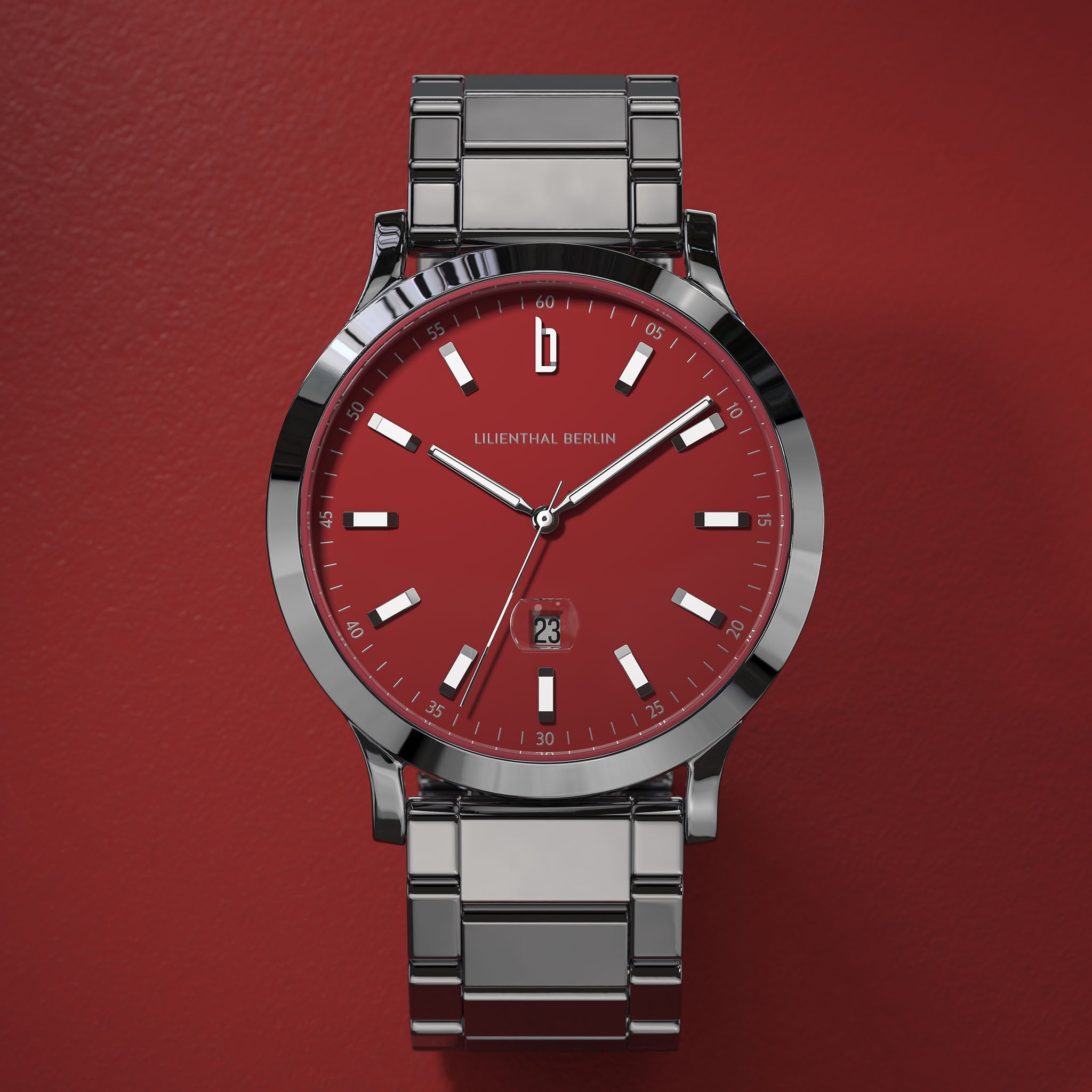Huxley II Crimson Red Stainless steel Silver Glossy – Lilienthal