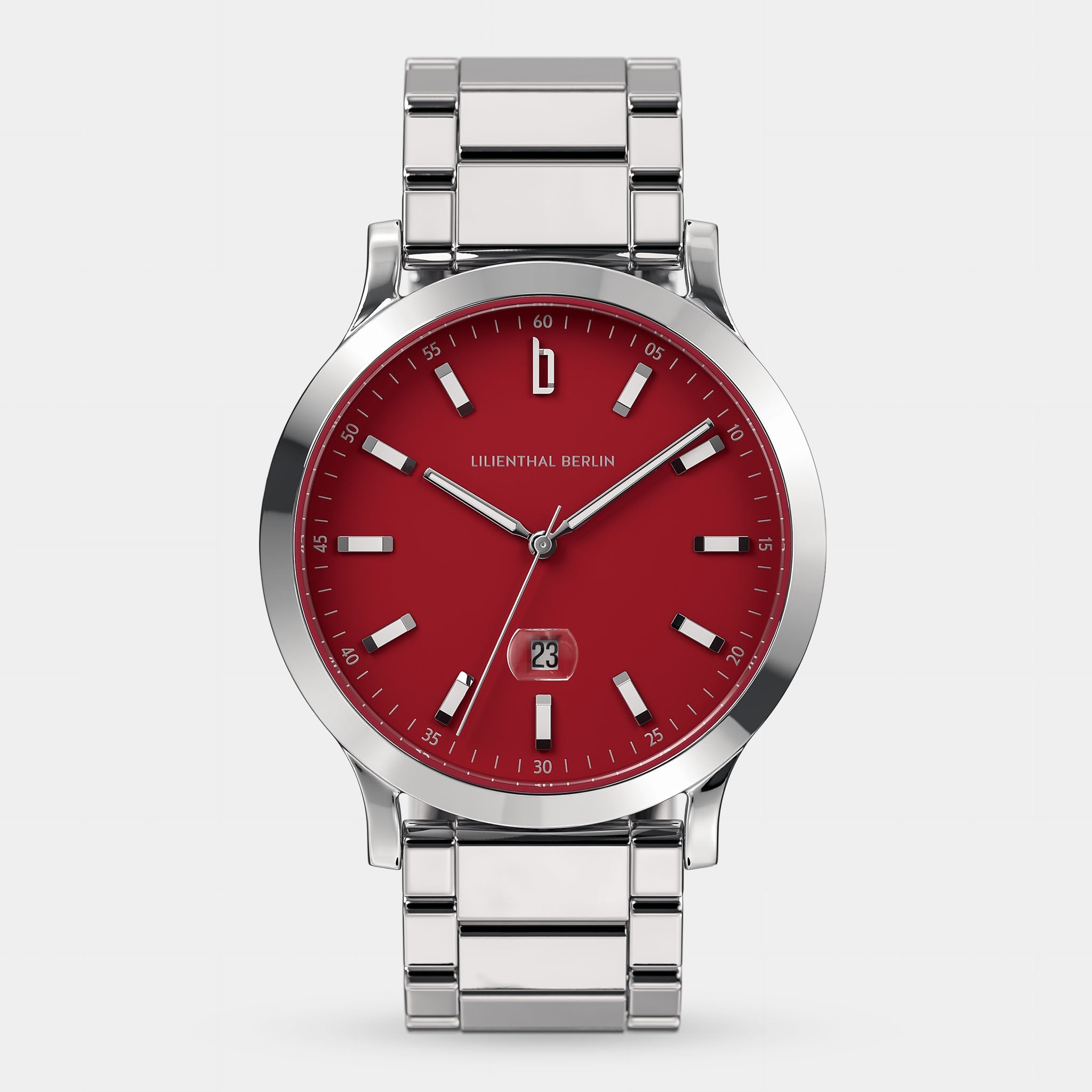 Huxley II Crimson Red Stainless steel Silver Glossy – Lilienthal