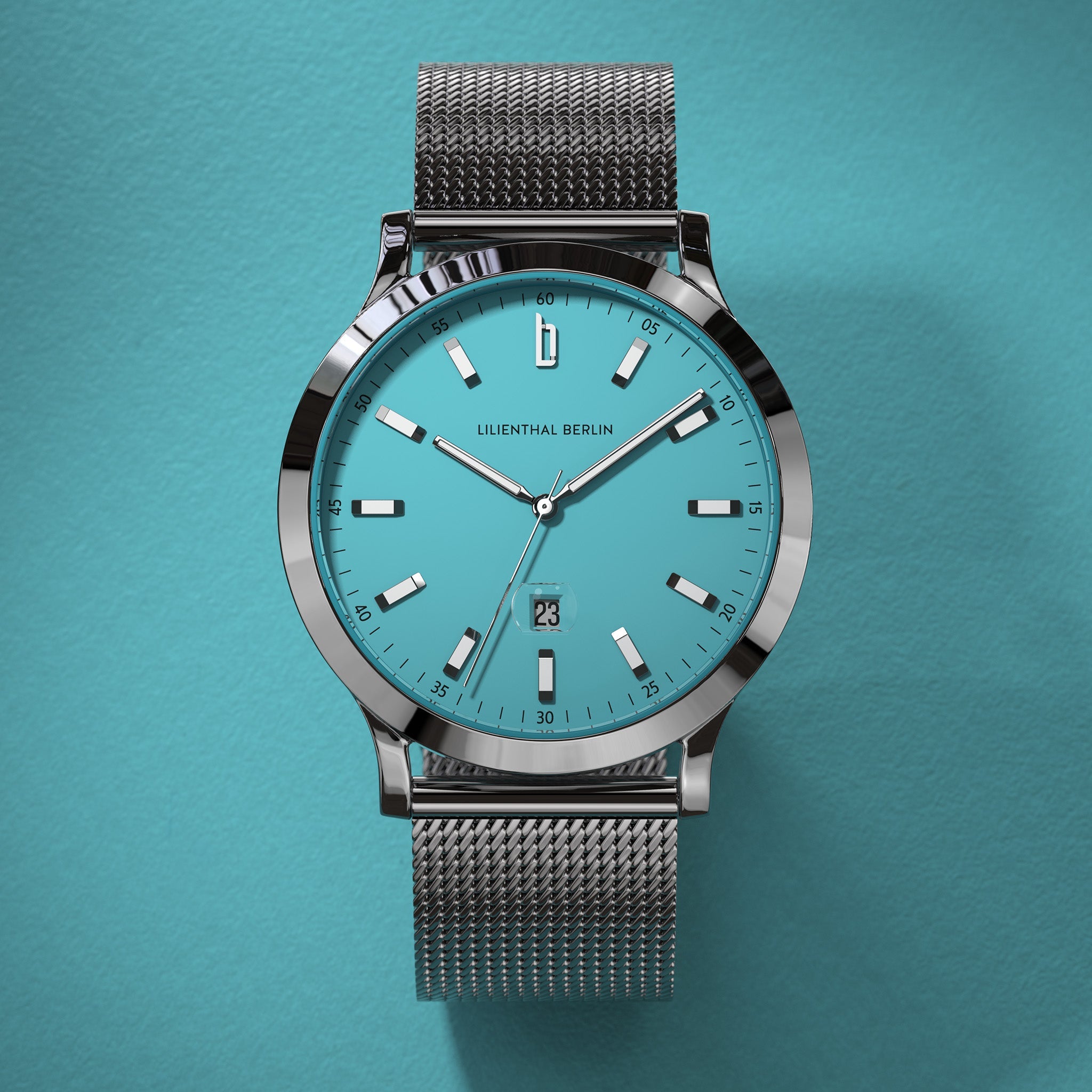 Huxley II Azure Blue Mesh Silver Glossy – Lilienthal Berlin