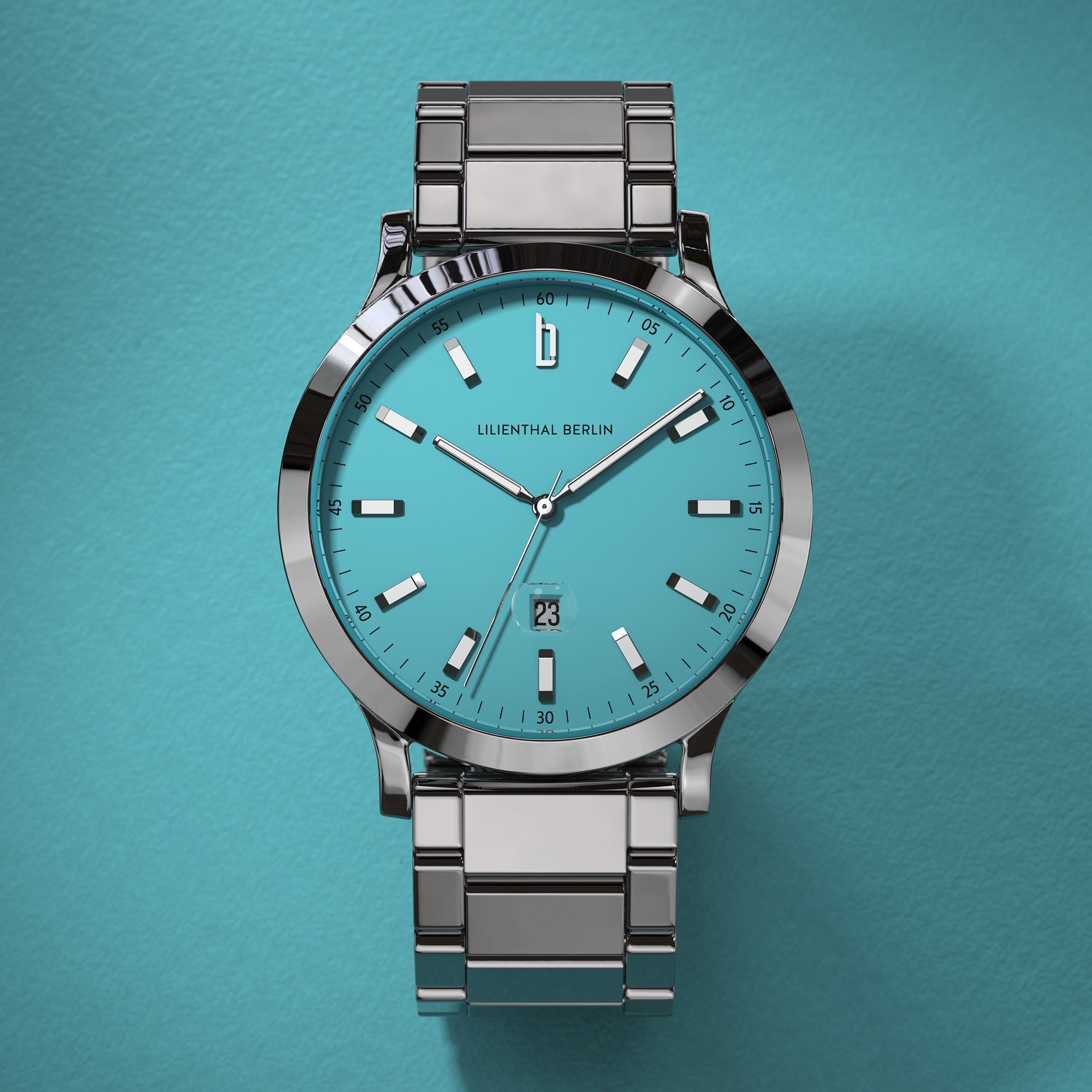 Huxley II Azure Blue Stainless Steel Silver Glossy – Lilienthal