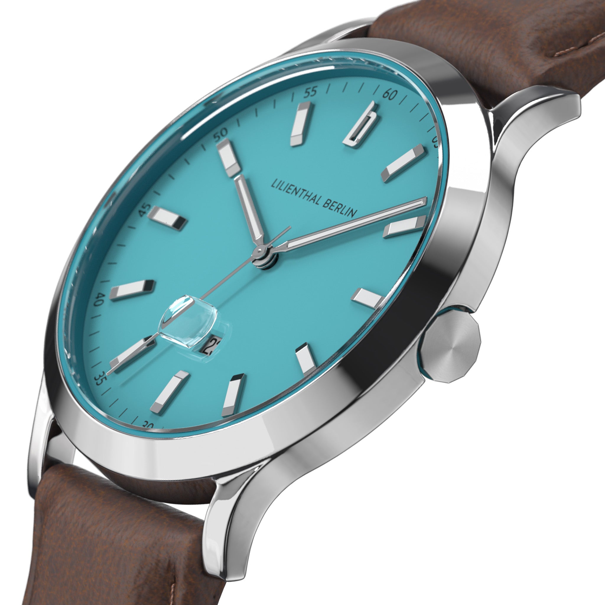 Huxley II Azure Blue Leather Dark Brown – Lilienthal Berlin