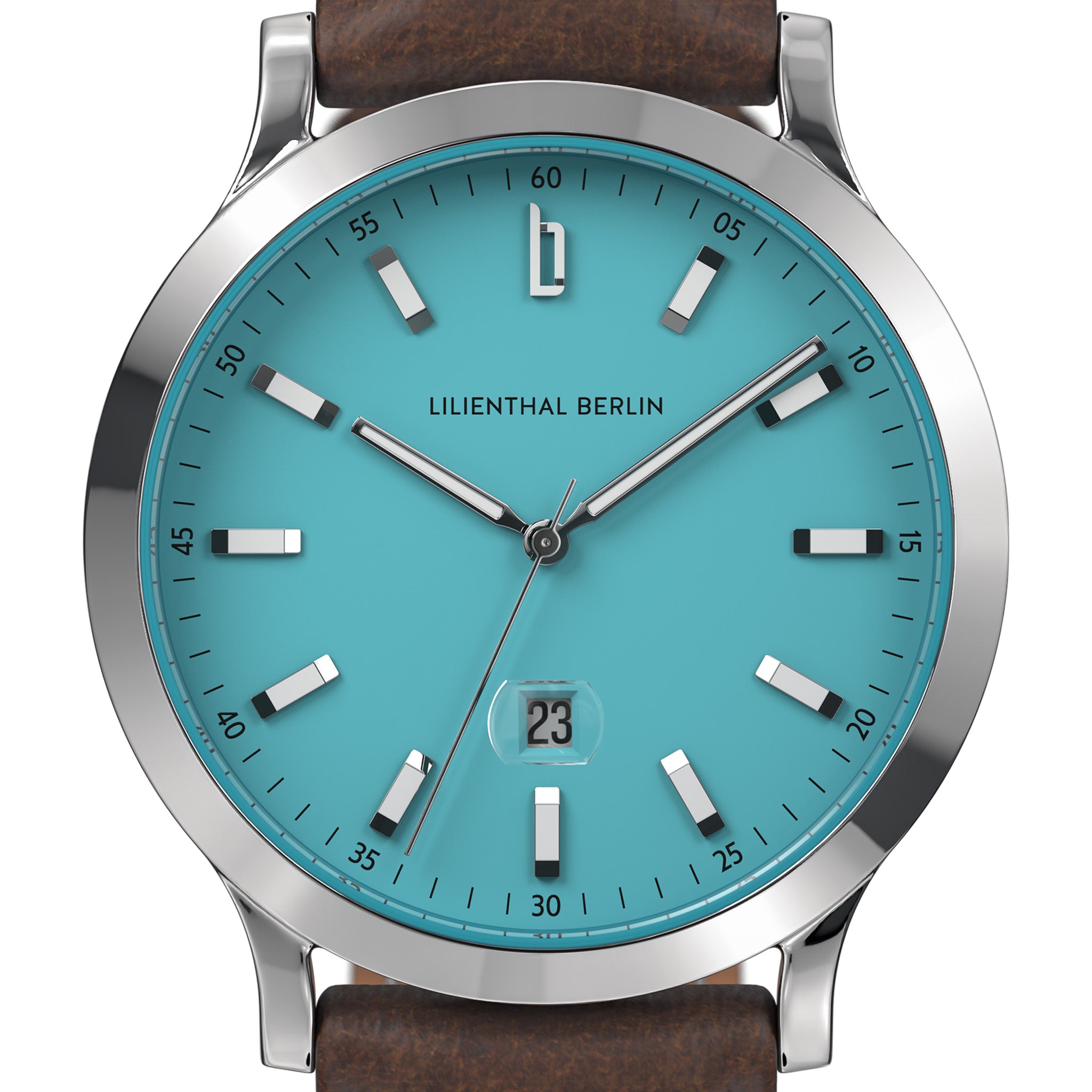 Huxley II Azure Blue Leather Dark Brown – Lilienthal Berlin