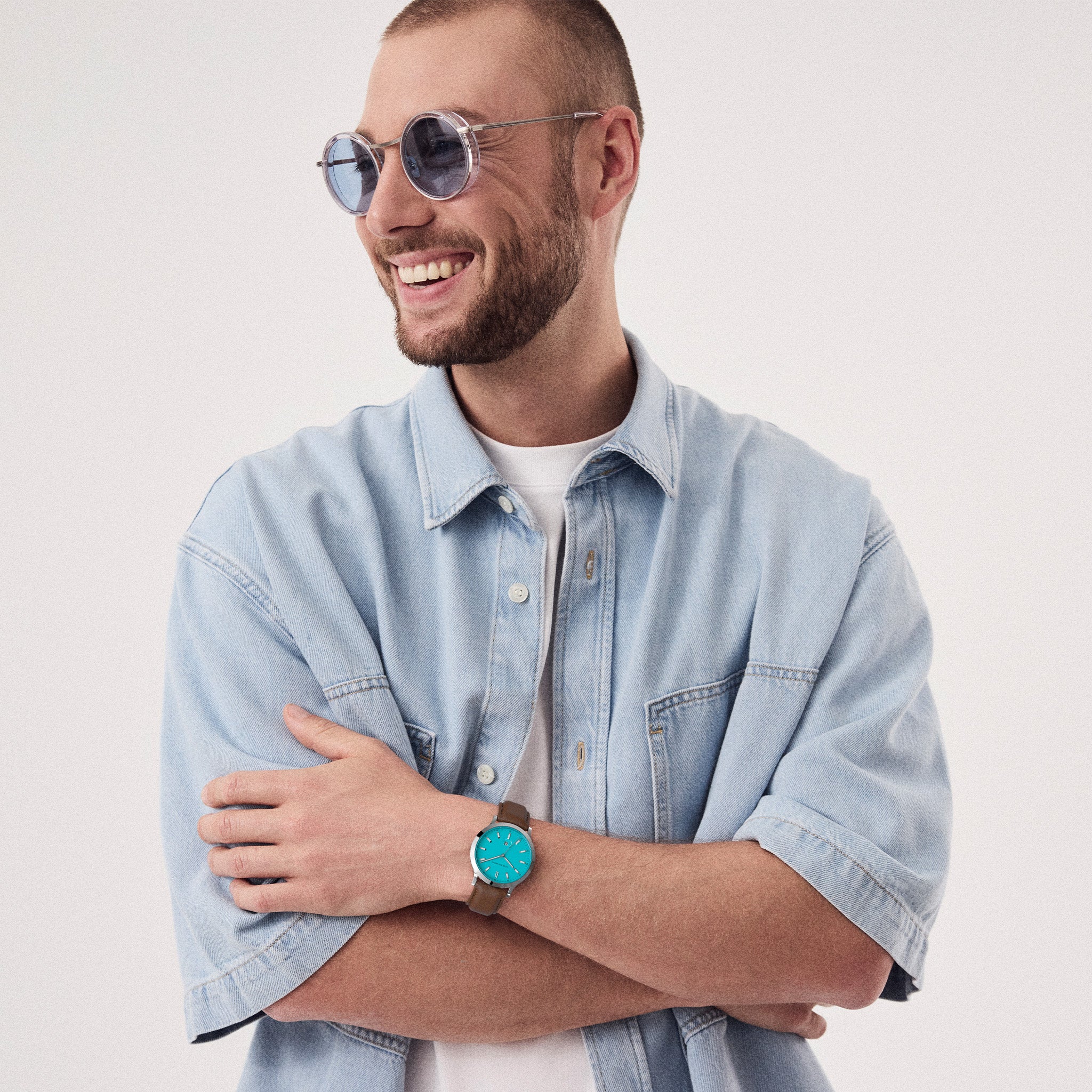 Huxley II Azure Blue Leather Dark Brown – Lilienthal Berlin