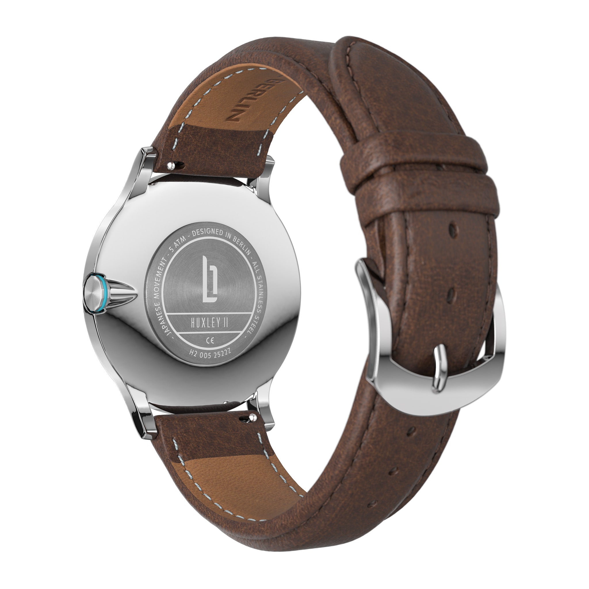 Huxley II Azure Blue Leather Dark Brown – Lilienthal Berlin