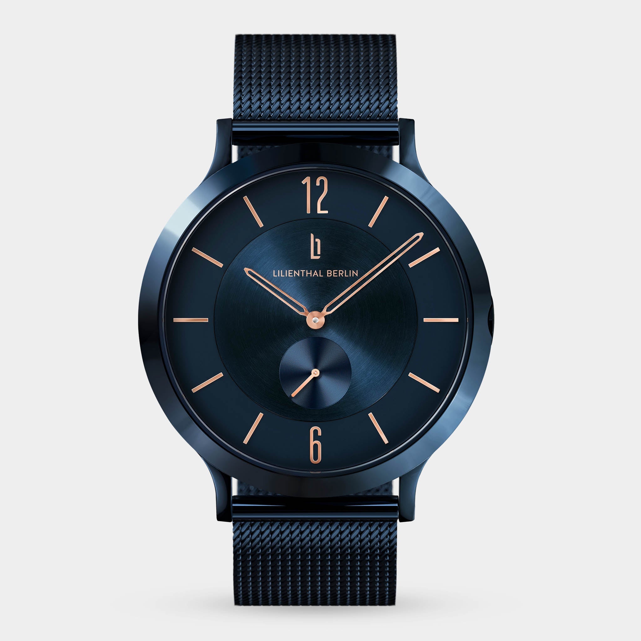 【mari】ラトータリテ　ライトグログラン　ブルゾン ネイビー The Classic Blue Rose Gold Mesh Blue Glossy – Lilienthal Berlin