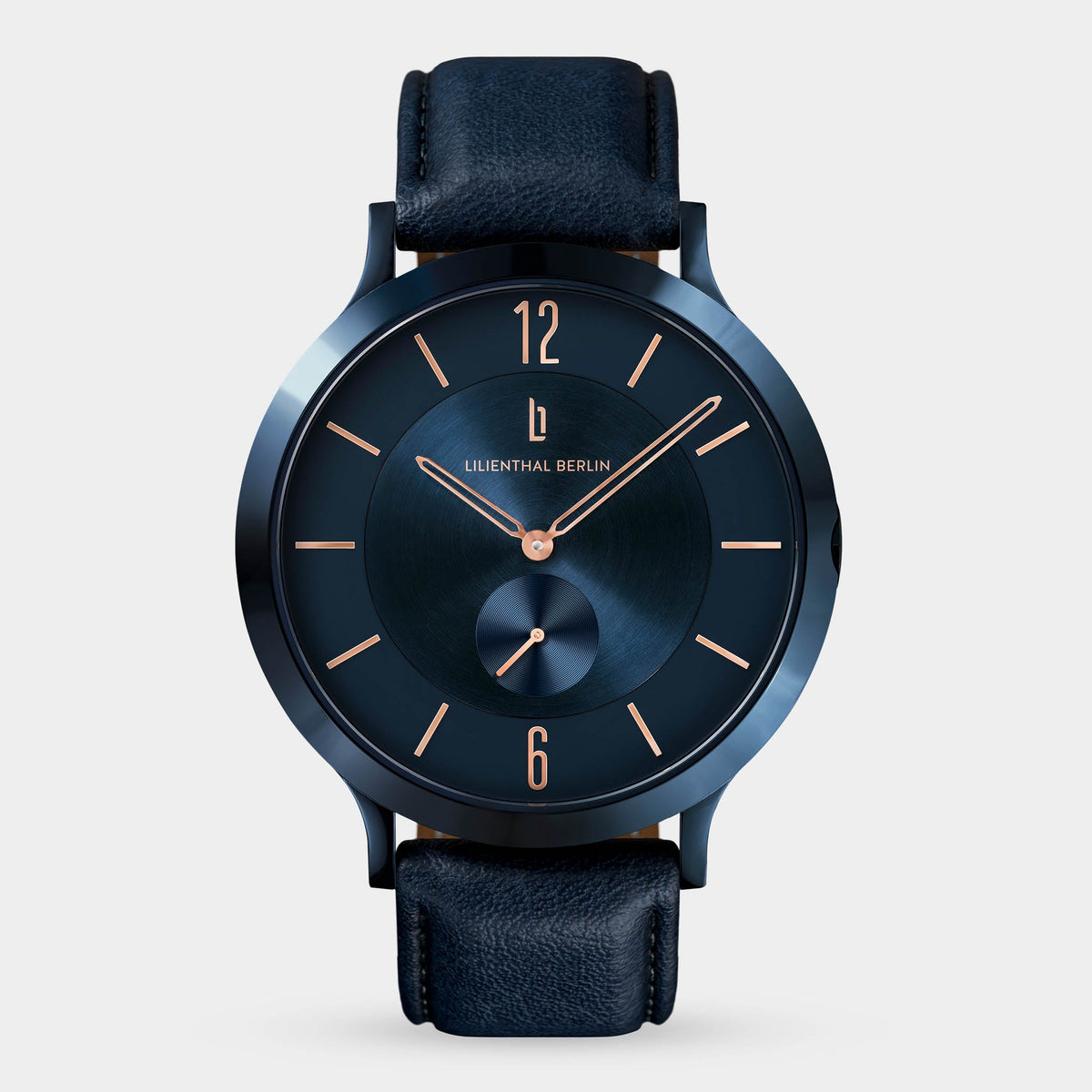 Lilienthal Berlin The Classic Blue Rose Gold Leather Dark Blue Ndash Lilienthal Berlin North America